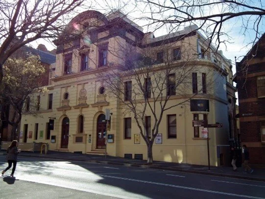 The present-day site of the Society of Mariners Mission to Seafarers Building on George Street, Sydney.