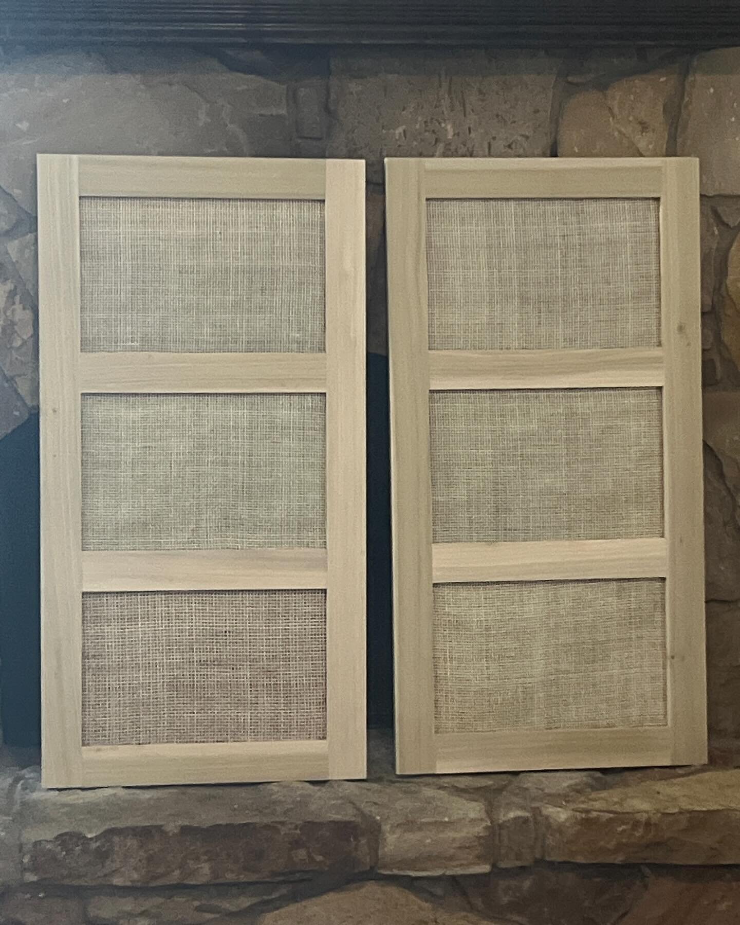 Cabinet doors with cane.