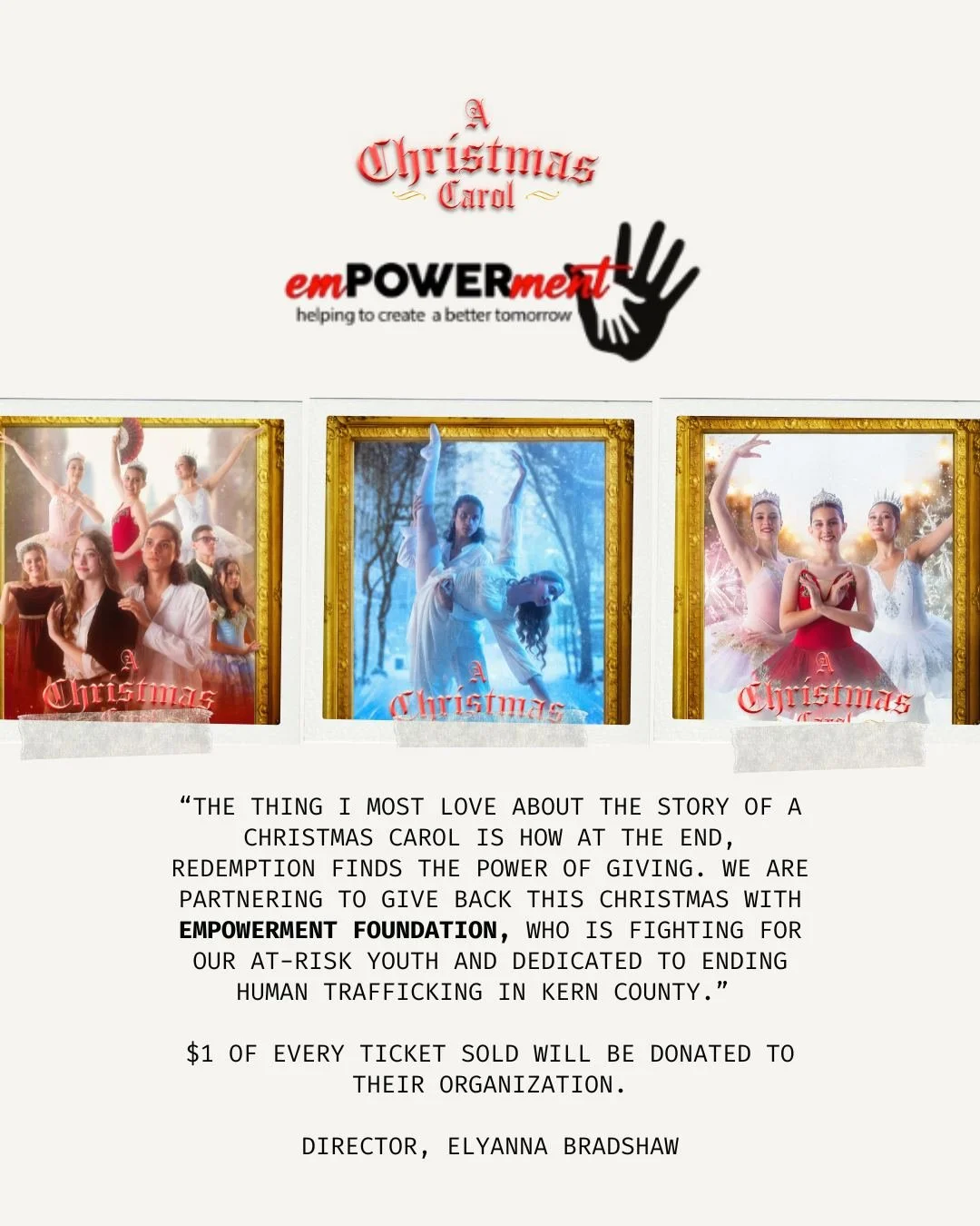 We are proud to announce @empowermentdp as our charity partner for A Christmas Carol. 
. . . 
&quot;Mankind was my business; charity, mercy, forbearance, and benevolence were all my business.&quot; Charles Dickens
. . . 
Please buy your tickets today