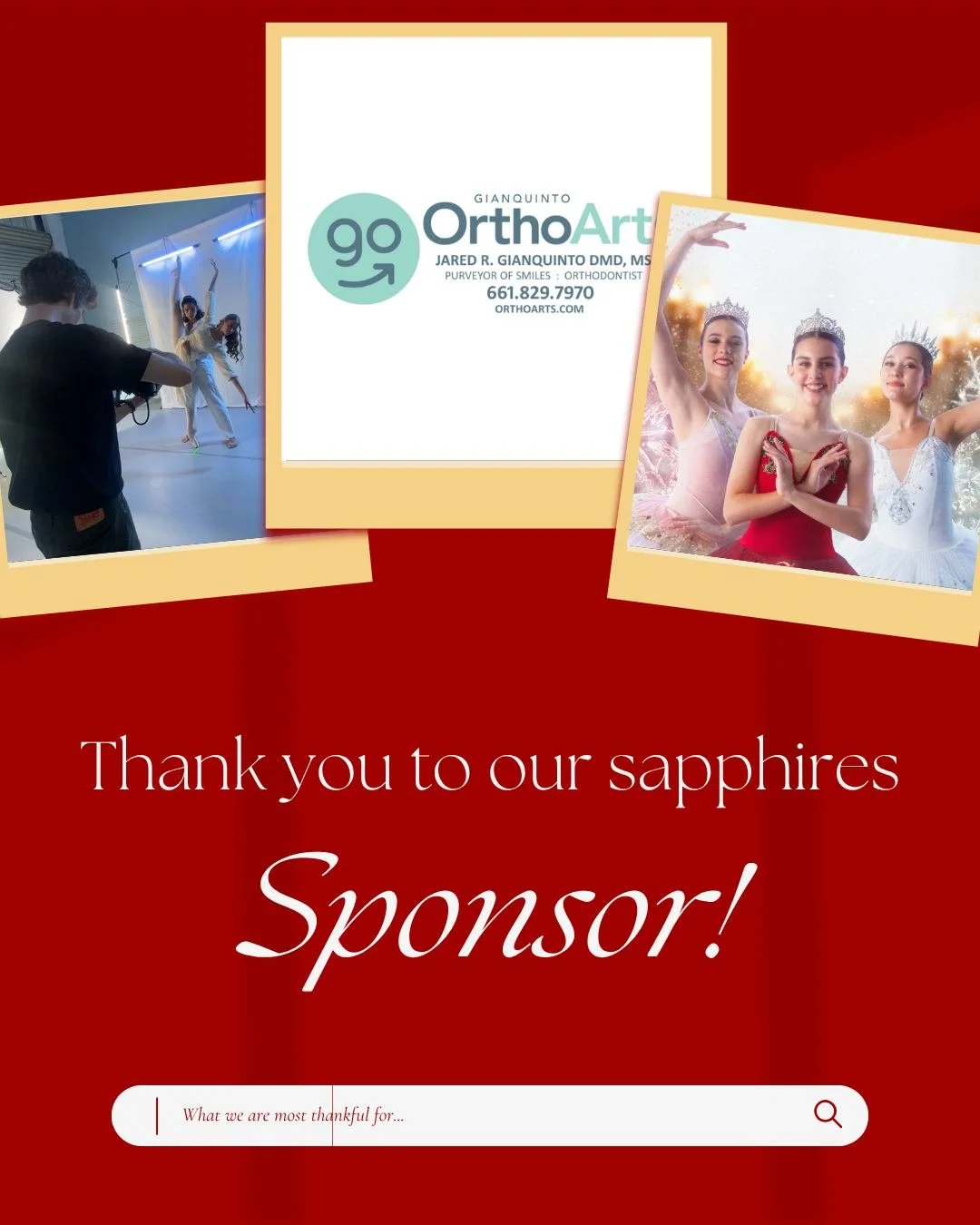 A big thank you to our local sponsor, @orthoarts, for helping bring the Christmas Spirit to Kern County through A Christmas Carol! Your generosity helps us share dance &amp; hope with Kern County! Big love to Dr. G &amp; the OrthoArts Family!
. . .
?