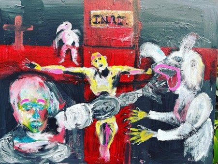 Get Behind Me 70x40 Mixed Media 2023