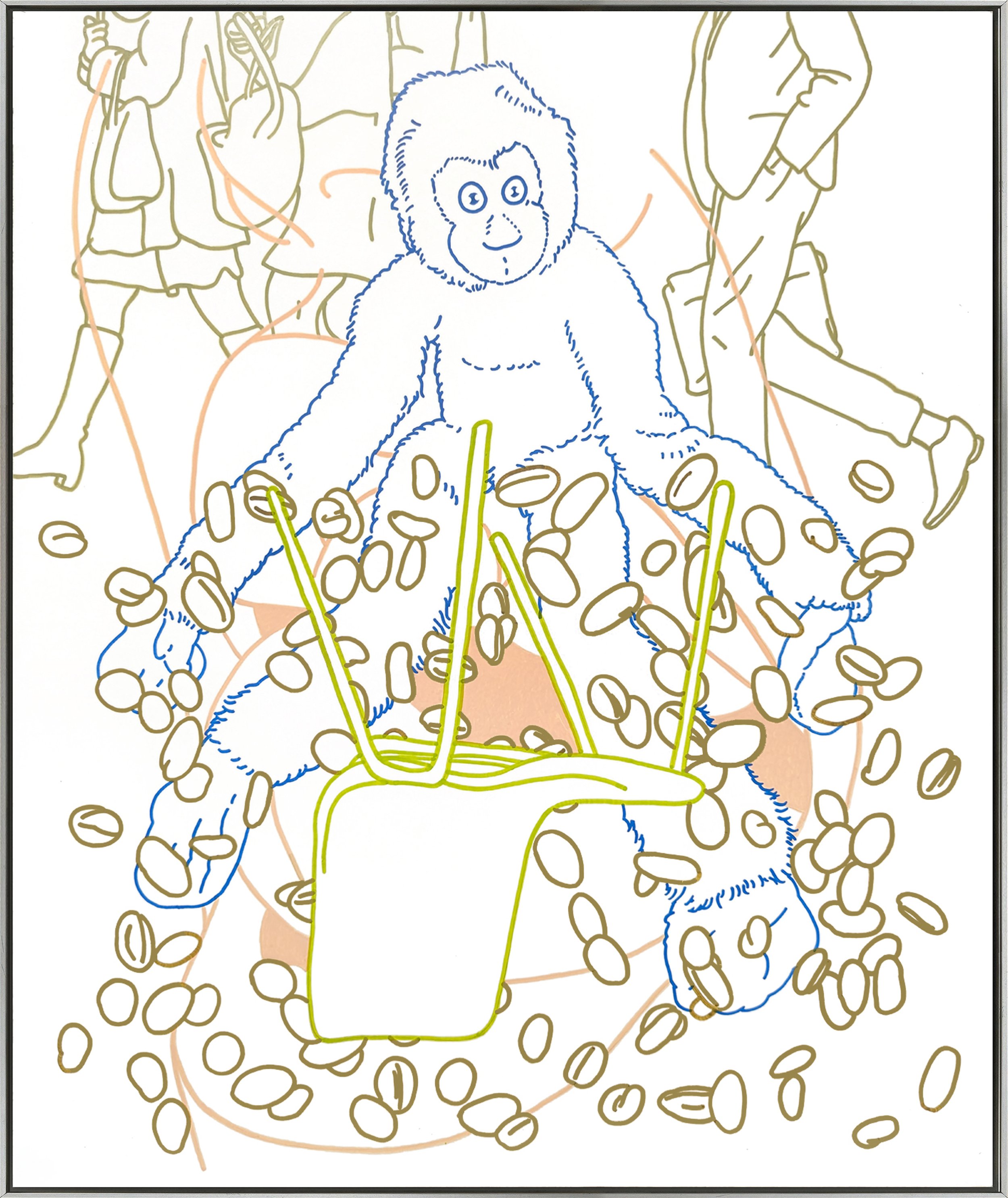 Monkey Train II, 2024. Acrylic on gesso panel, 60 x 50 cm