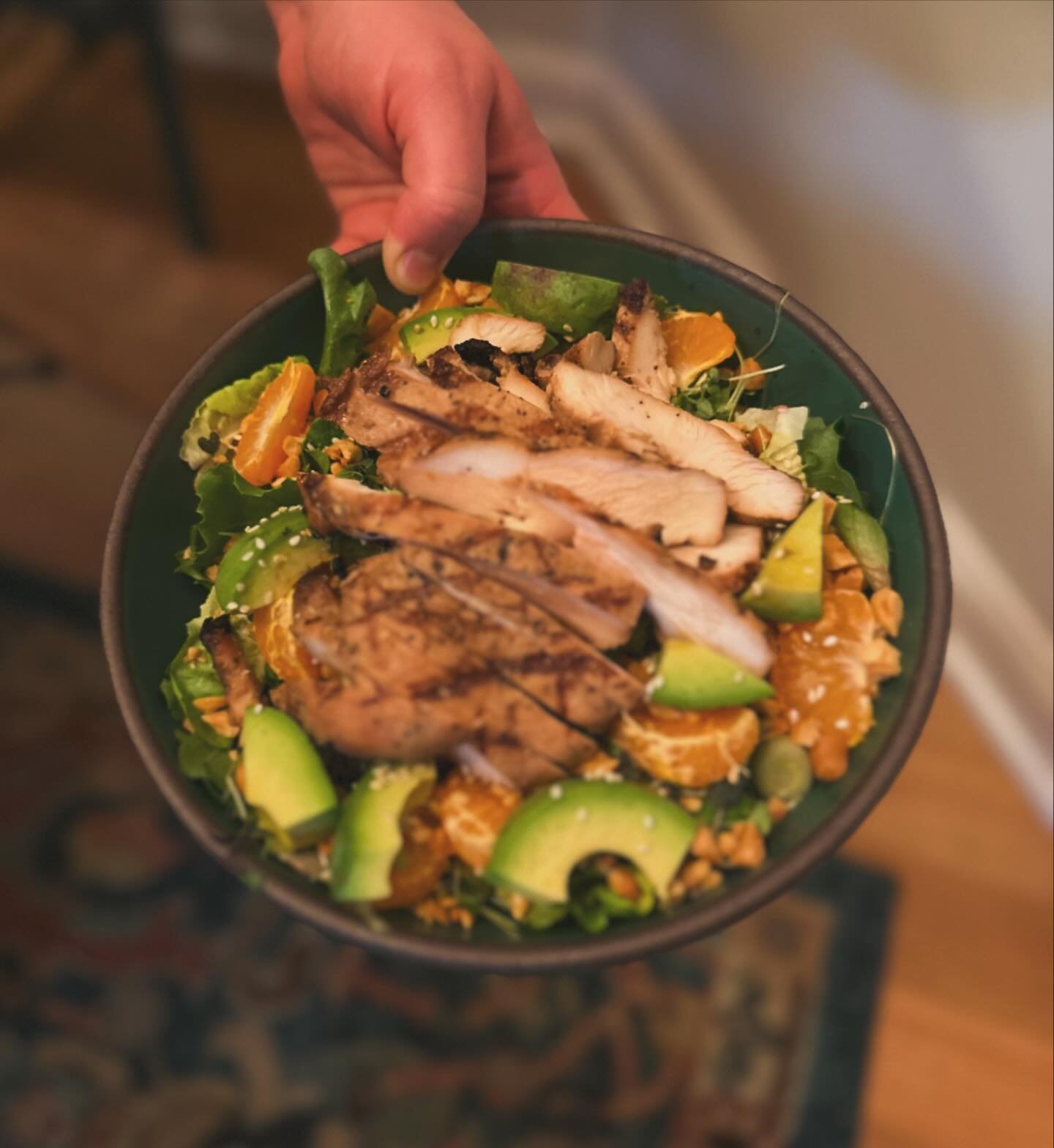 Yesterday I marinated chicken breasts in our new Peanut&bull;Sesame&bull;Ginger Dressing, grilled them last night and served over @ivycreekfamilyfarm greens, @secondfloramicrogreens, avocado, tangerine slices, crushed peanuts and sesame seeds&hellip;