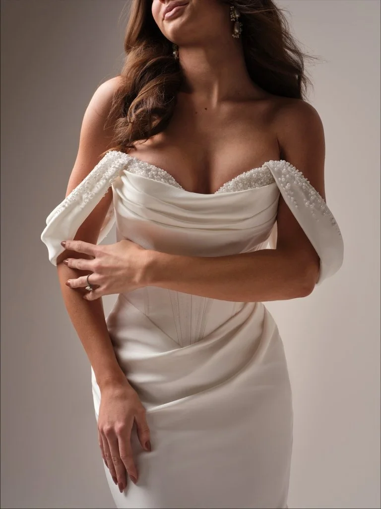 Melissa with Embellishments and optional off-shoulder sleeves