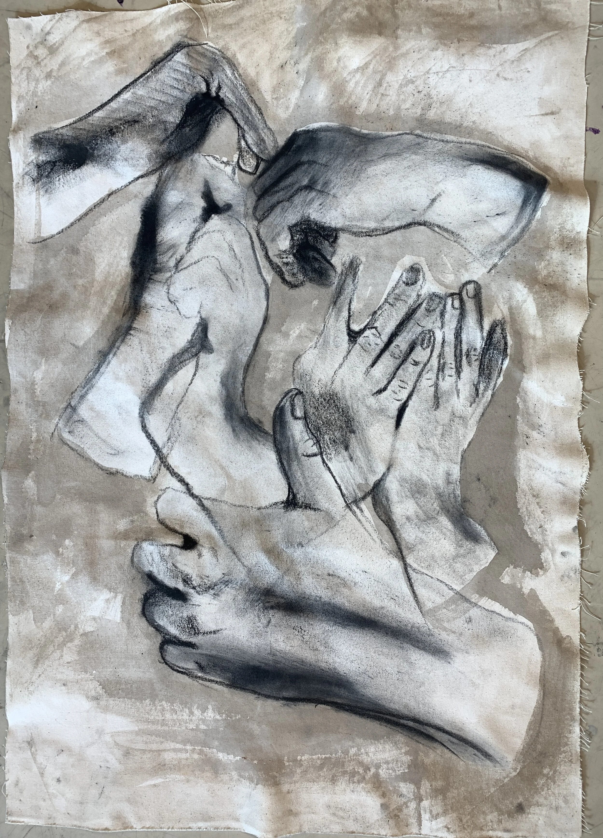 Untitled 
Pastel, Charcoal, and Walnut Ink on Canvas
2020