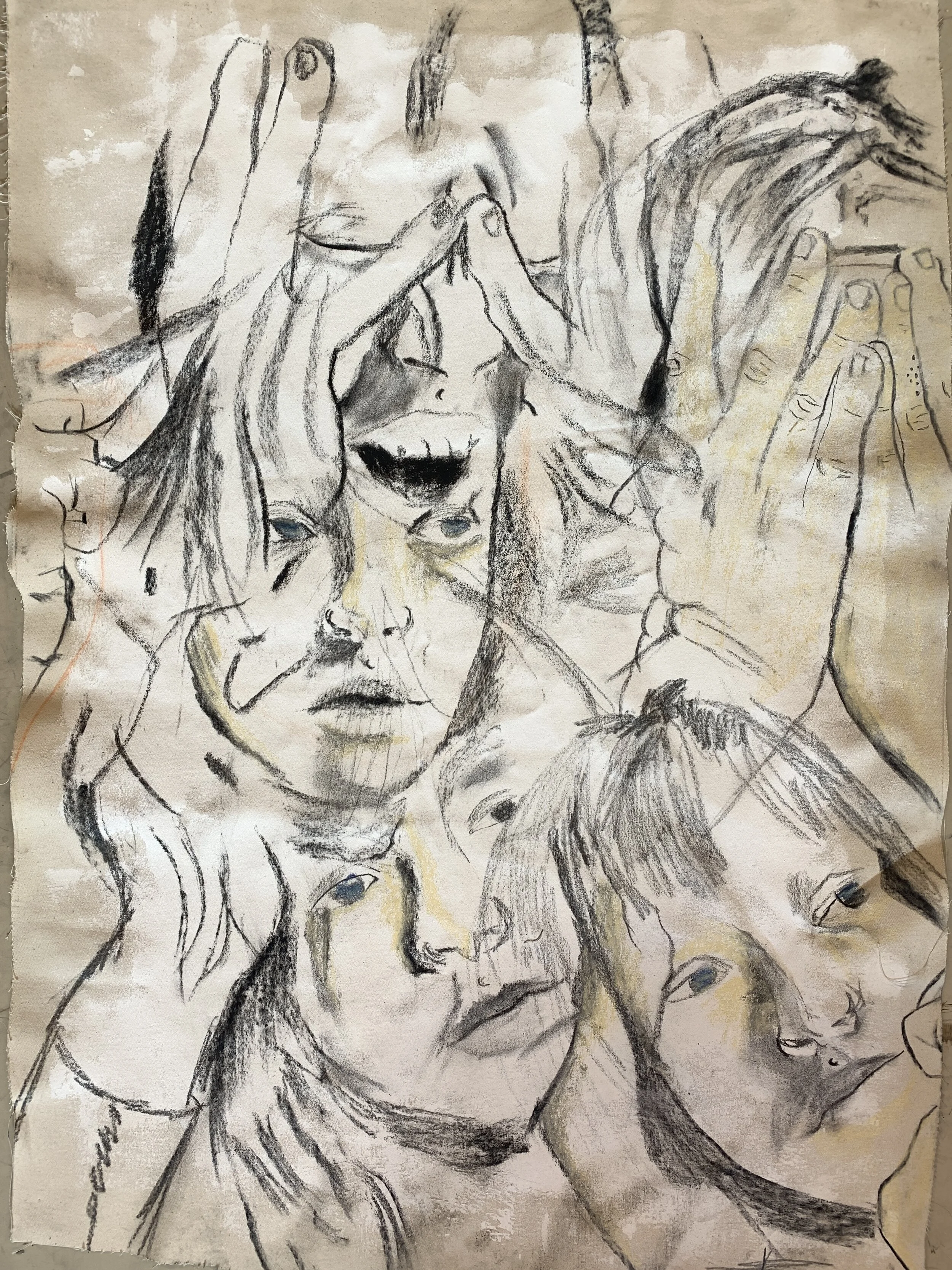 Untitled 
Pastel and Walnut Ink on Canvas
2020