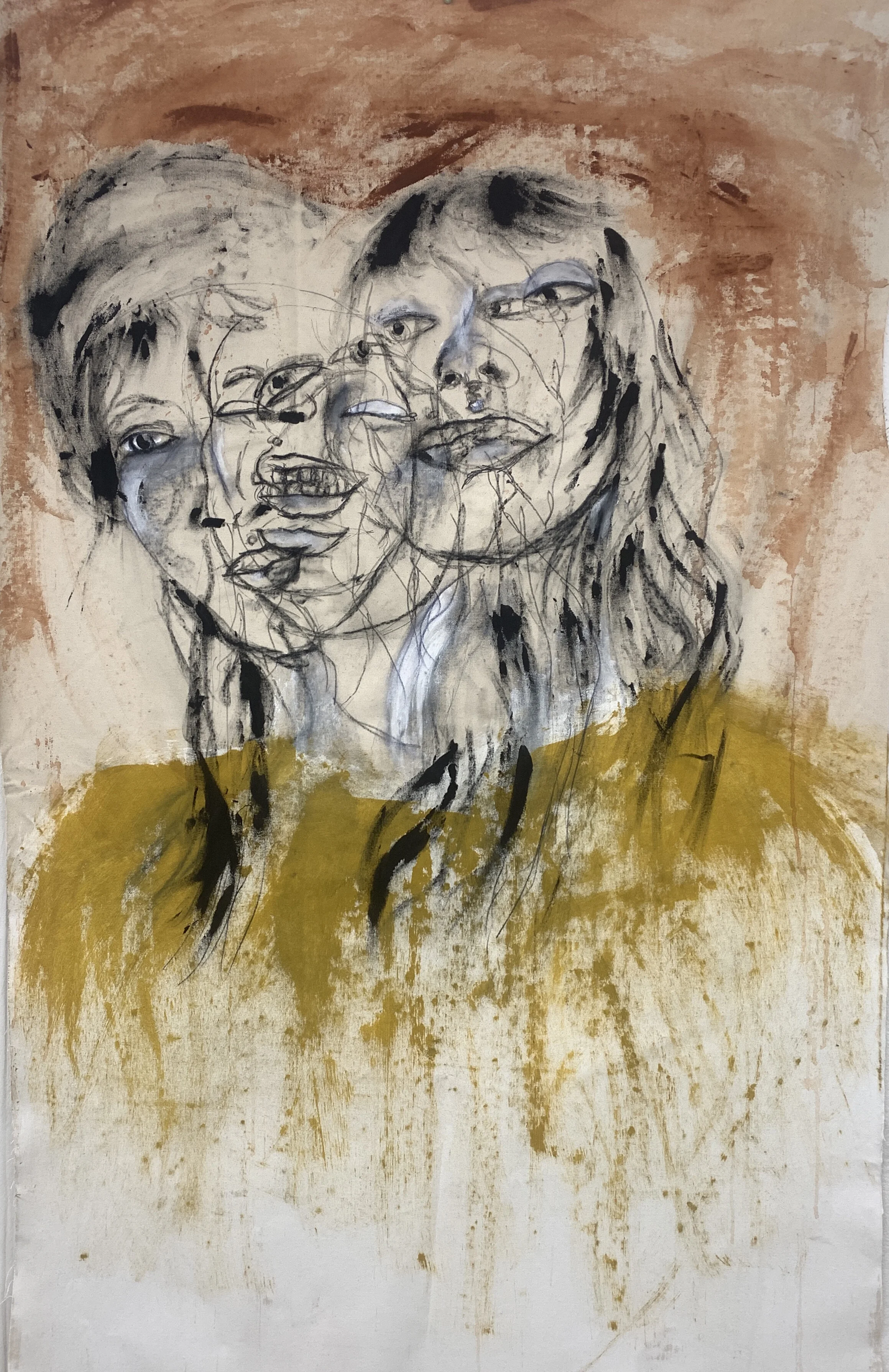 Untitled 
Acrylic, Charcoal, and Walnut Ink on Canvas
2020