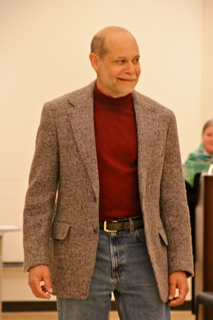 Jack Oglander wearing jacket made by his mom Doris Oglander