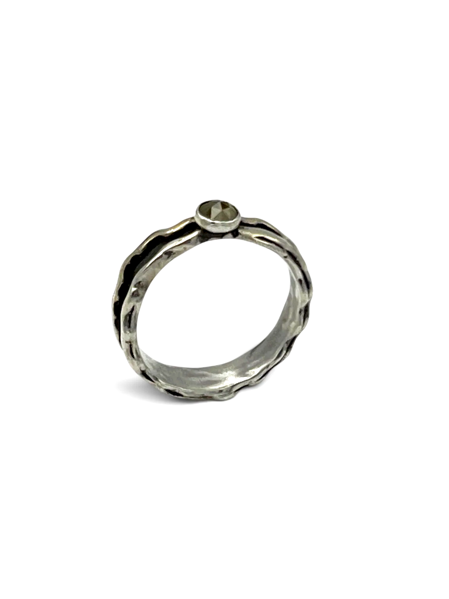 Rustic Diamond Wavy Band