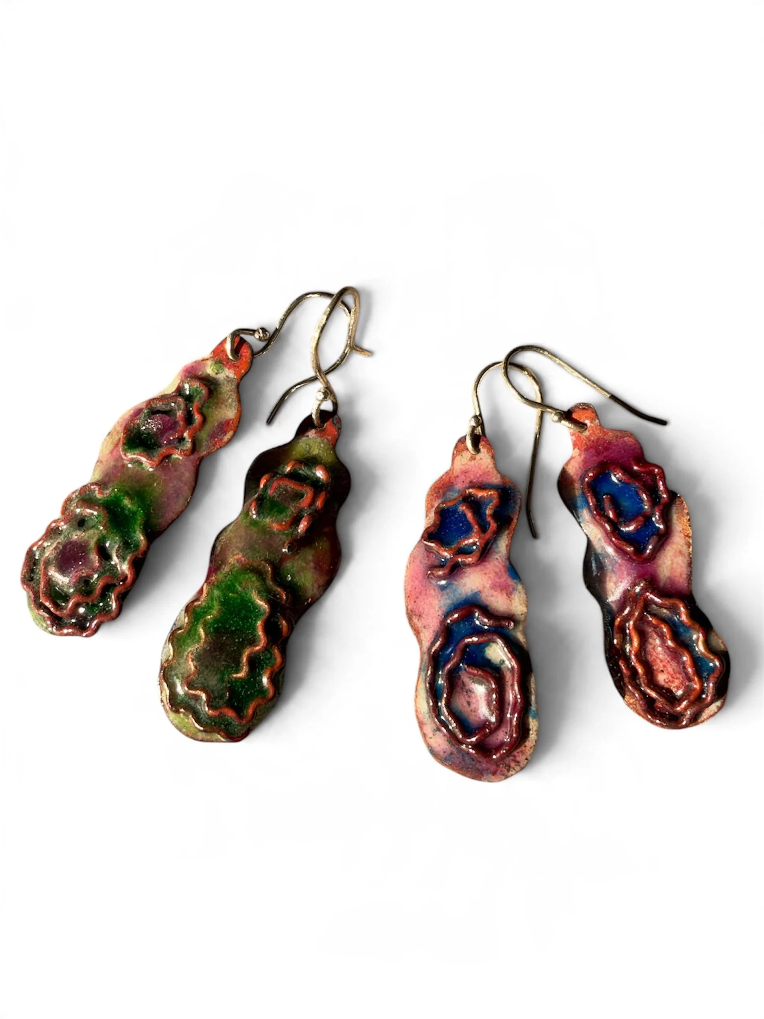 Enamel Crinkled Spiral Wiggle Earrings