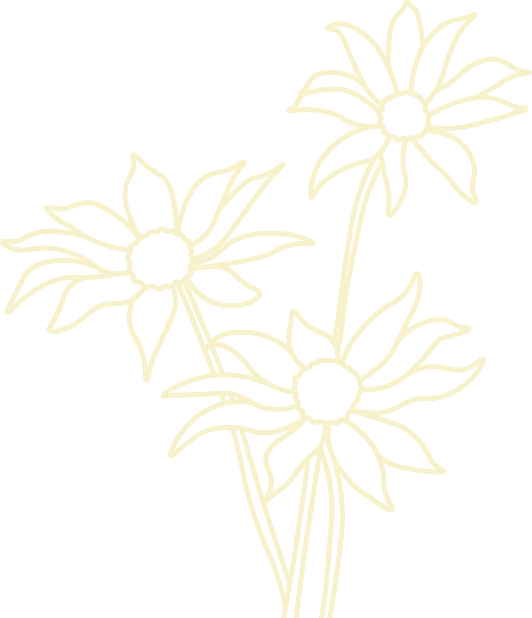 Line drawing of three flannel with stems.