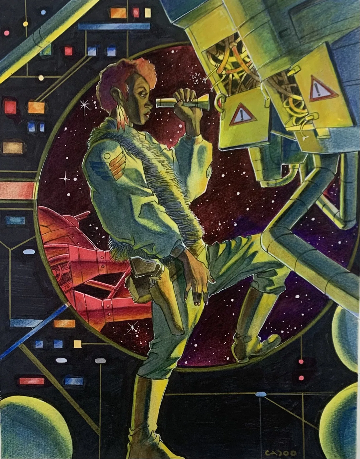 Home Repairs / Watercolor and colored pencil.  11”x14”
