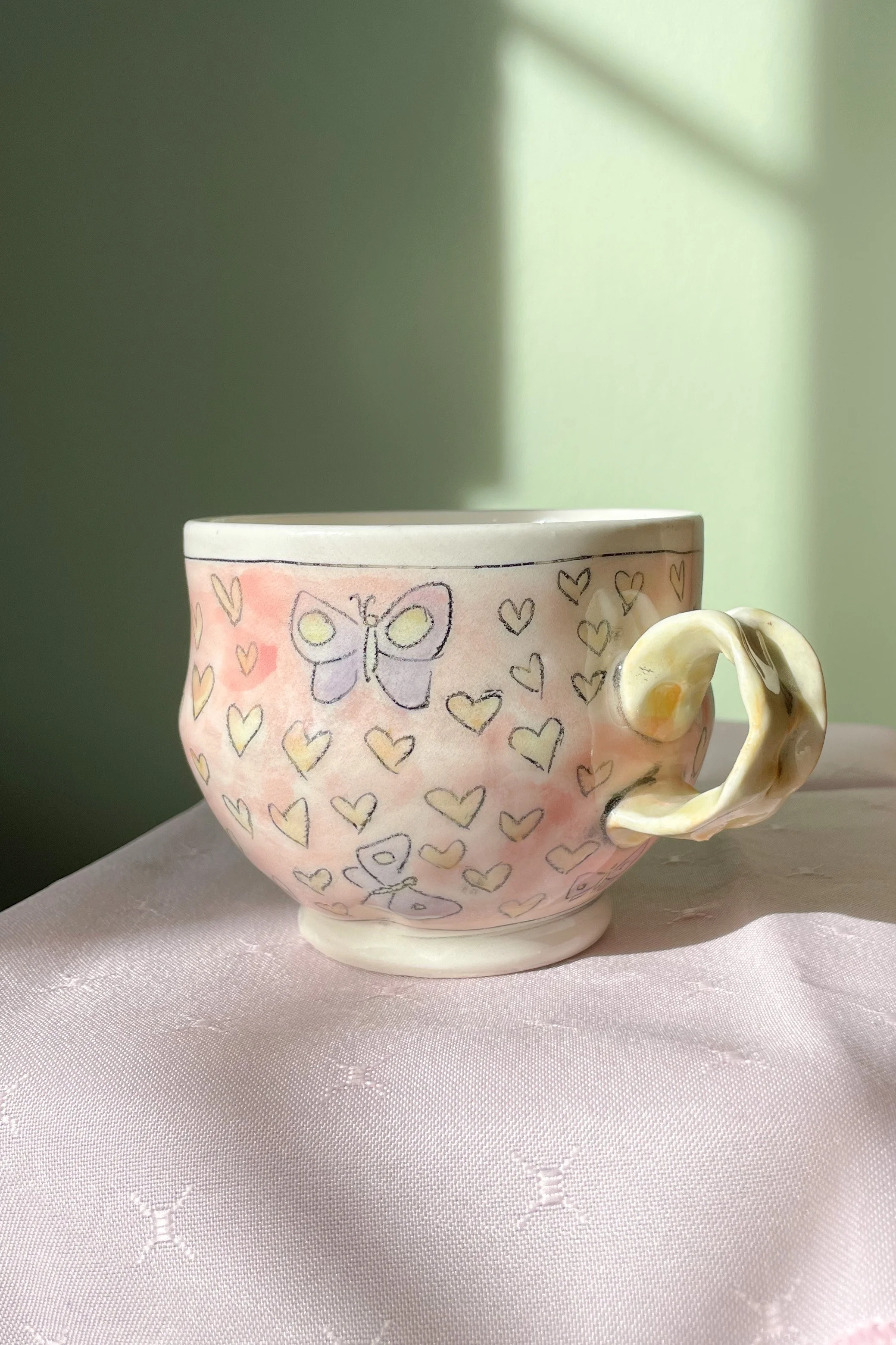 Pink Love Bug Mug -Full of Hearts <3