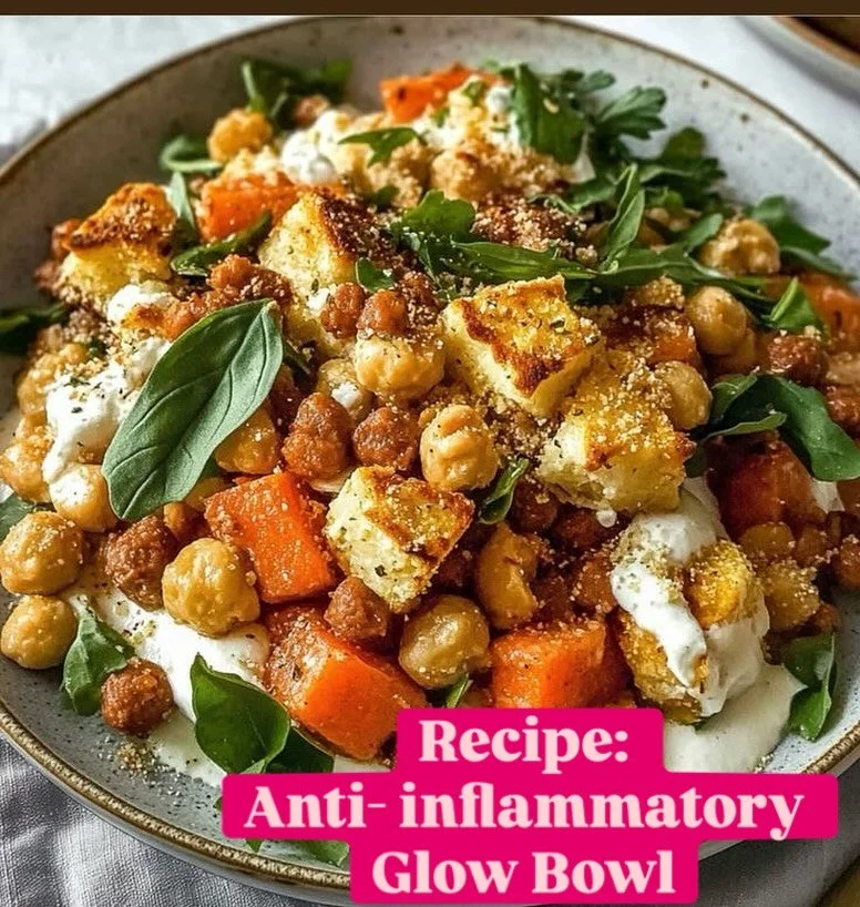 Recipe: Anti inflammatory Glow Bowl: 

This Nourish Bowl is all about flavor and feel-good fuel. Roasted sweet potatoes, quinoa, and chickpeas come together with a creamy tahini yogurt sauce for the perfect mix of vibrant, satisfying, and wholesome.
