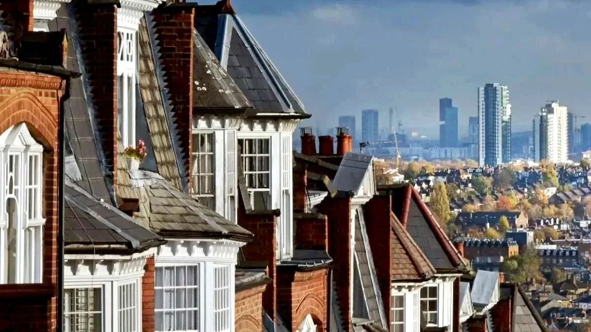 Good catch - "context" is weak and unnecessary. Here's a better version: Improved options:  Victorian terraced houses and London skyline showing residential rental properties