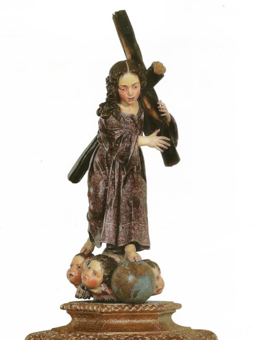 Luisa Roldán, Christ Child Carrying the Cross, c.1701, polychromed wood, San Fermín de los Navarros, Madrid.