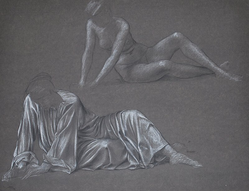 Studies of Draped and Nude Figures