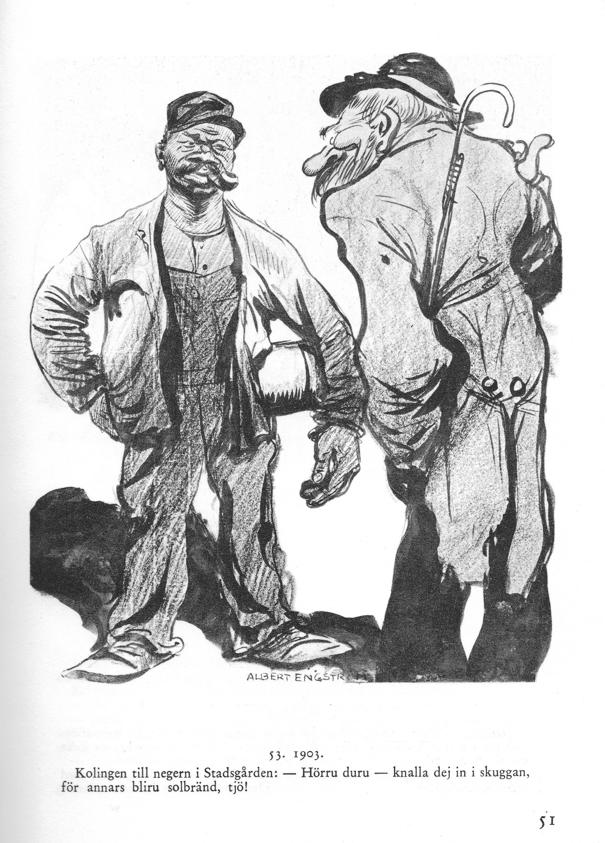 Drawing by Albert Engström for a comic magazine