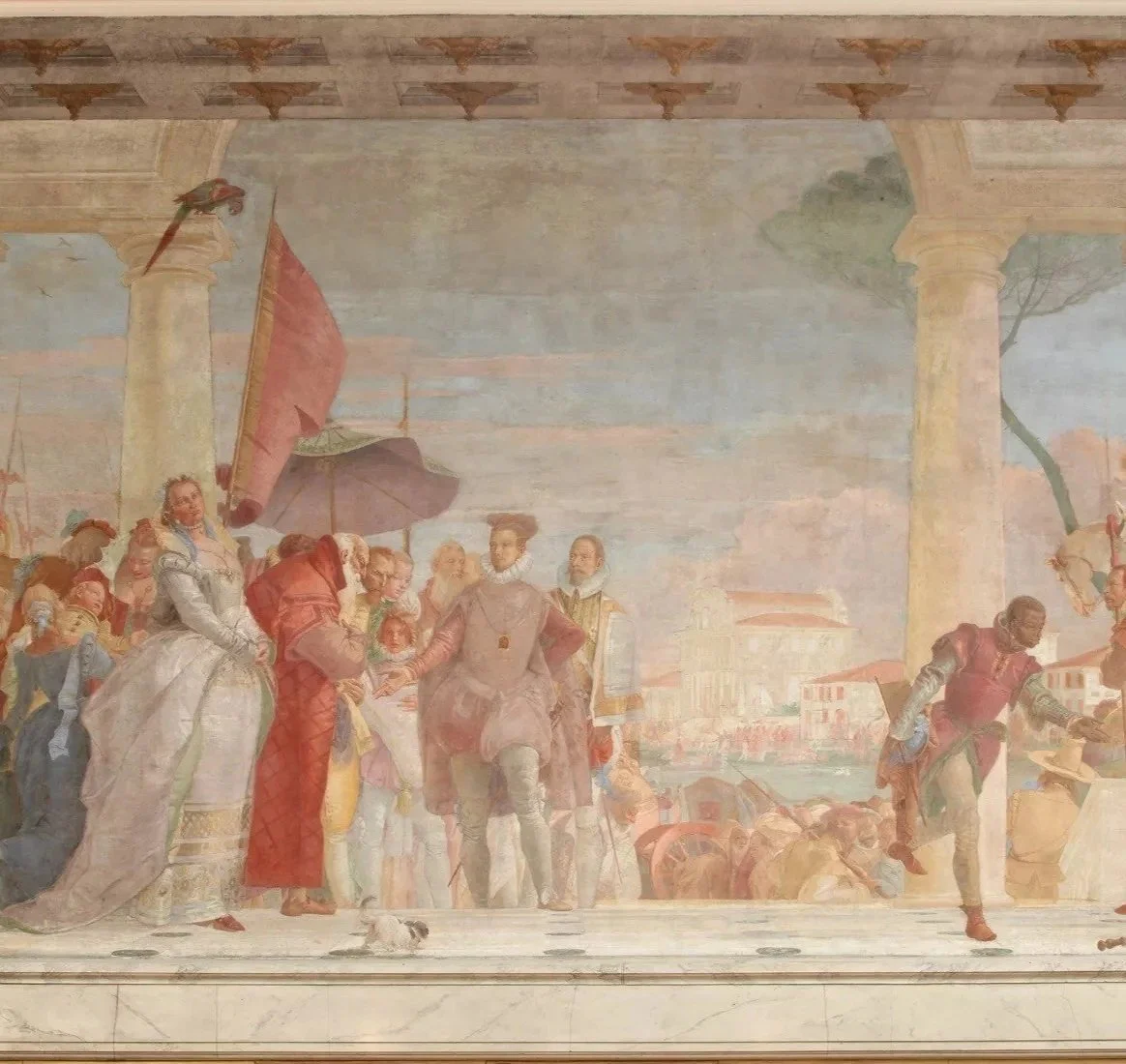 Fig 8. Giovanni Battista Tiepolo, The Arrival of Henry III at the Villa Contarini, c. 1745, fresco, installed above the grand staircase (Image: Musée Jacquemart-André)