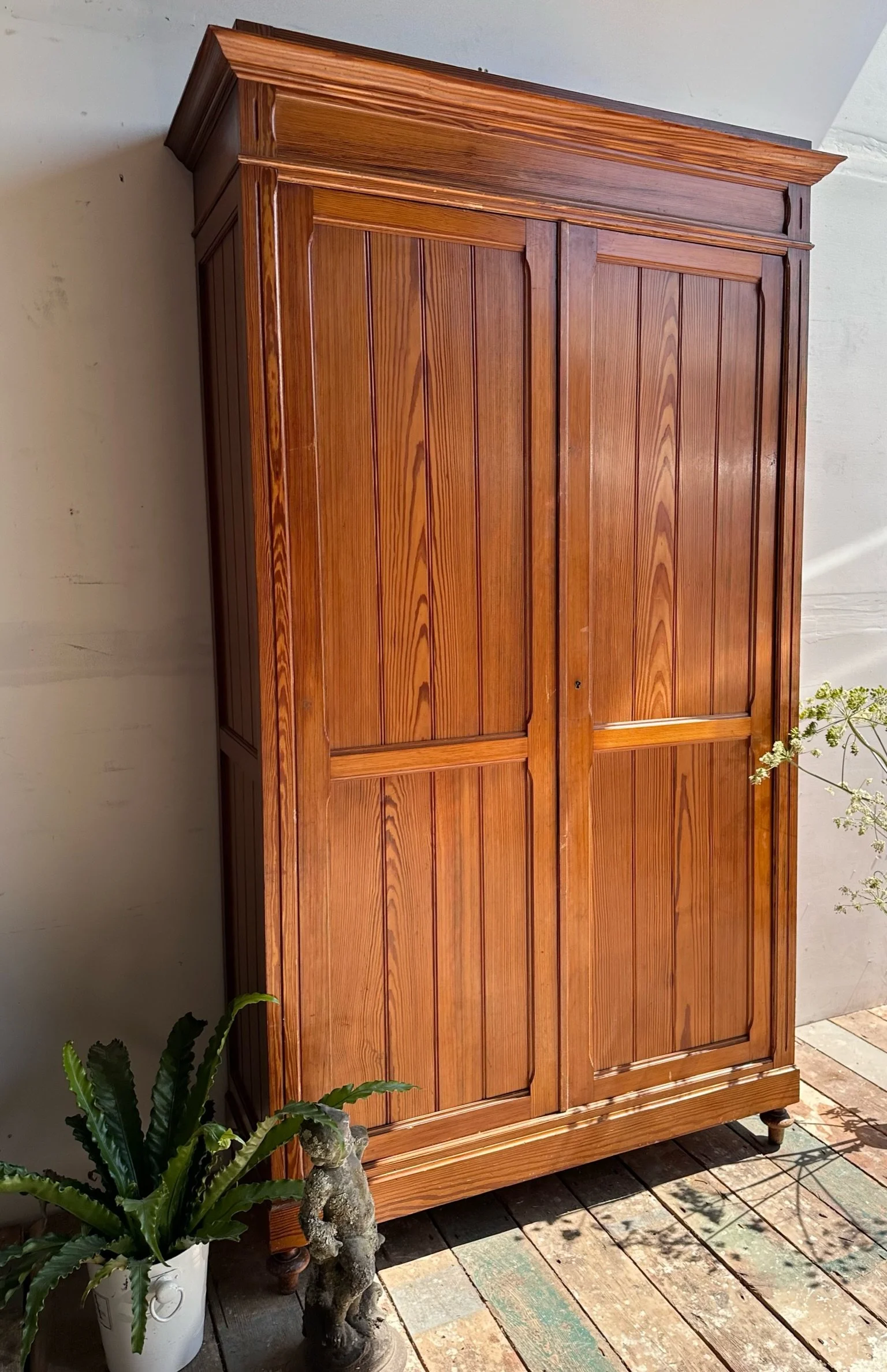 Antique Belgian Mirrored Oak Wardrobe (Bonitier Hat Cupboard