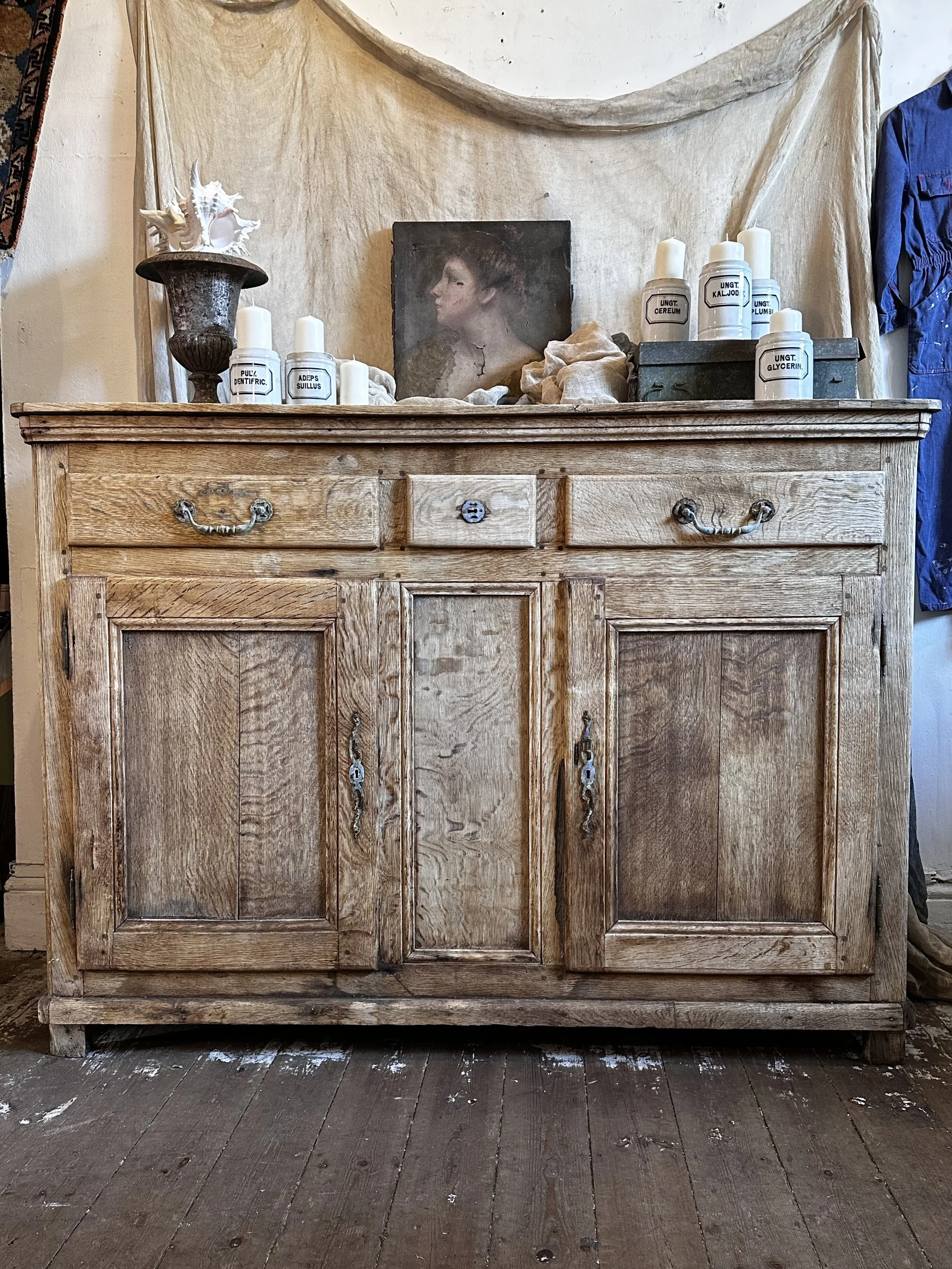 Impressive Belgian Bleached Oak Buffet c.1860
