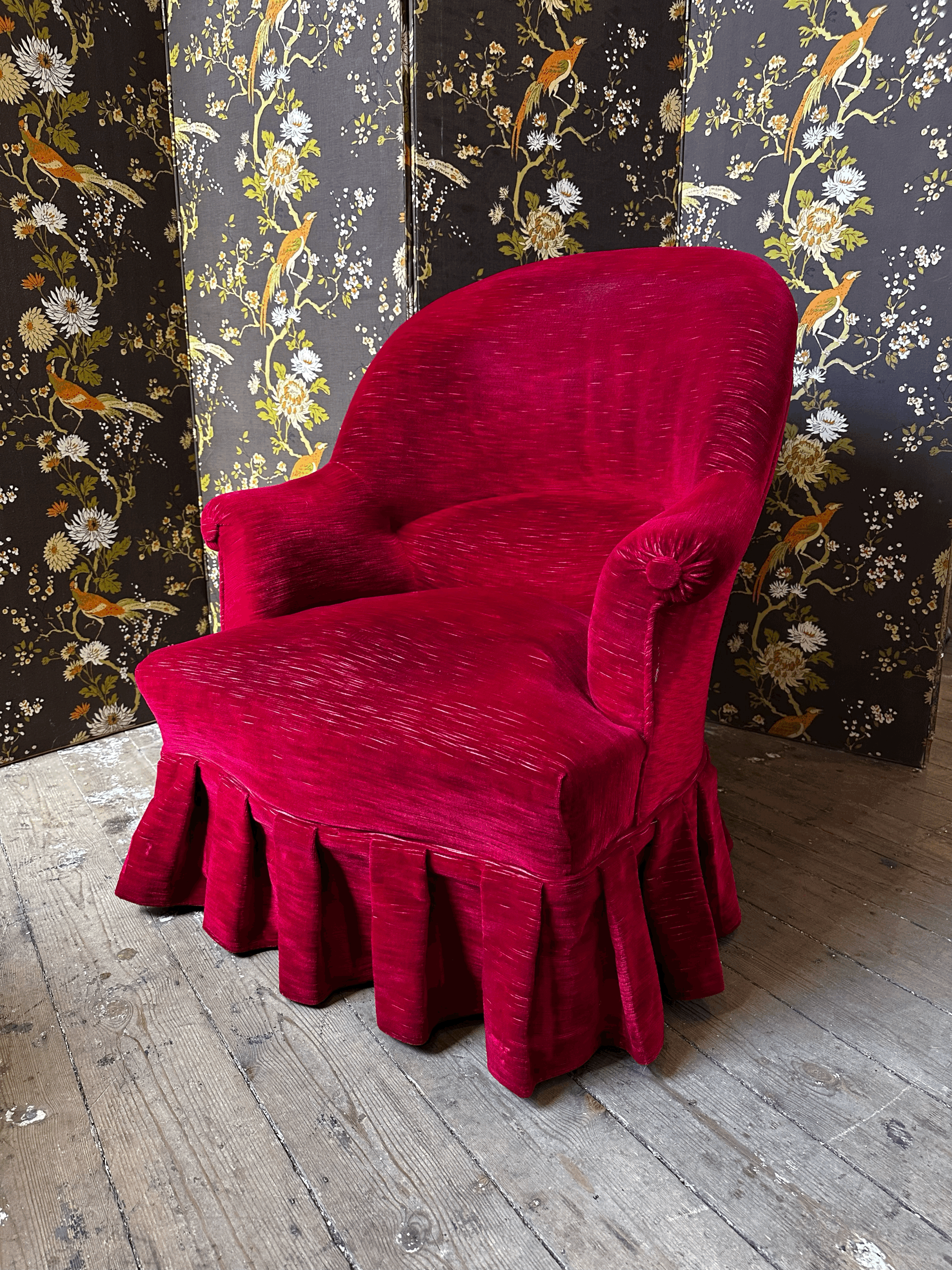 French Napoleon IIII Velvet Armchair c1910