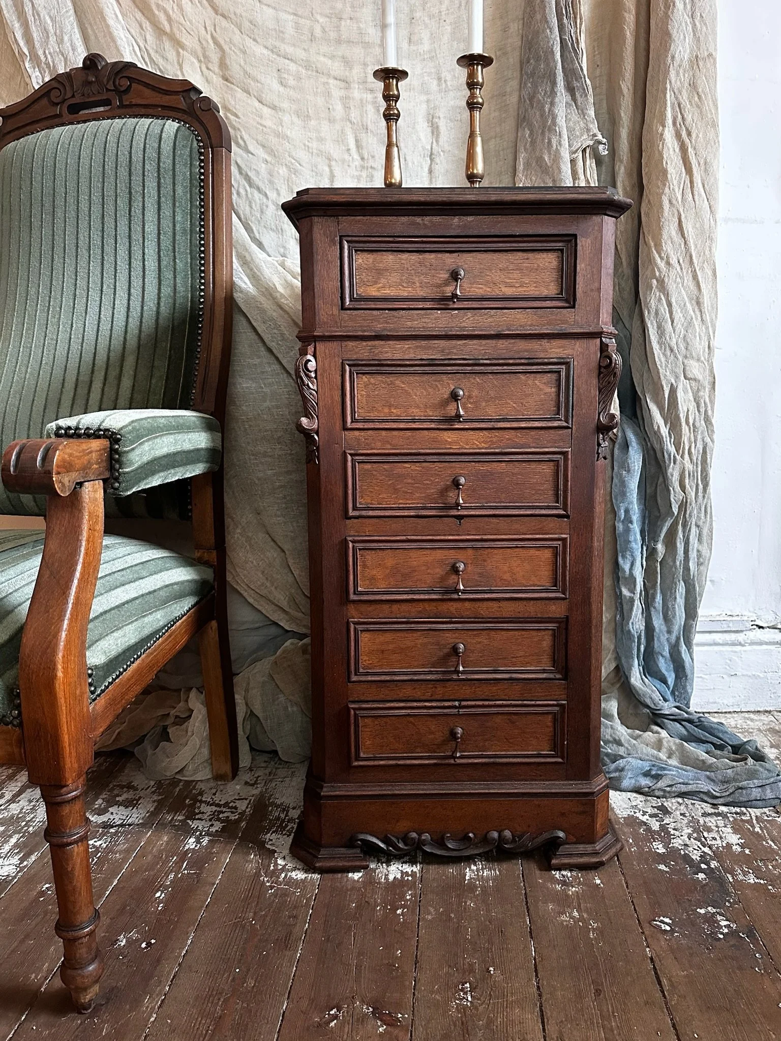 Belgian Oak Bedside Cupboard c1900