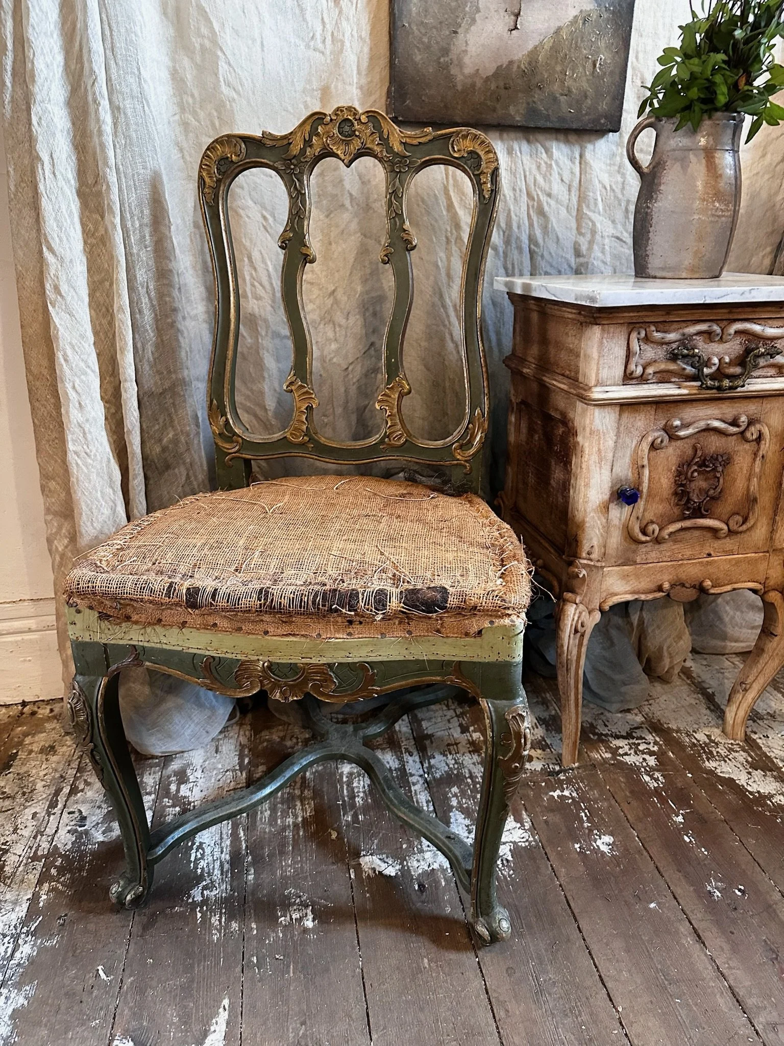 French Original Paint Side Chair for Upholstery, c1900