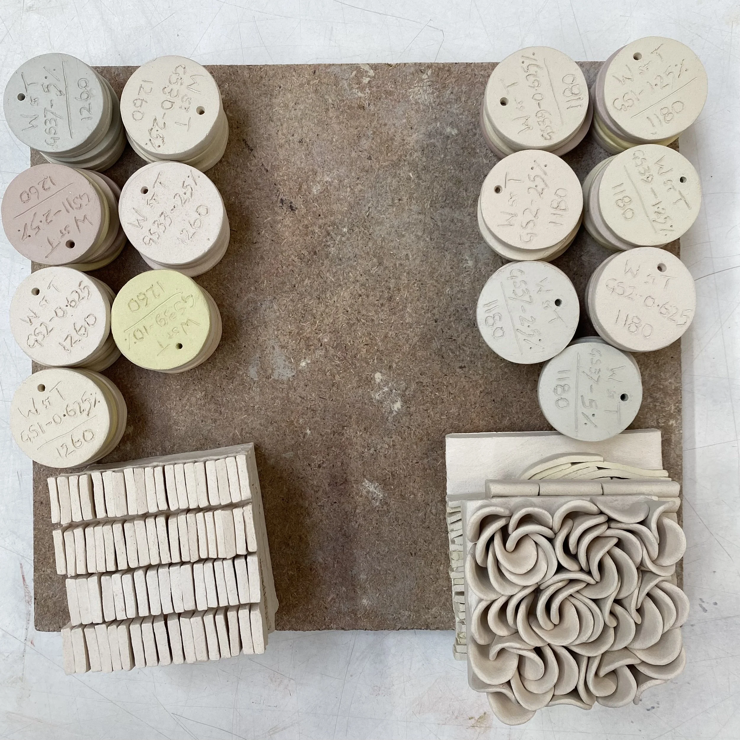 glazing coloured clay tests