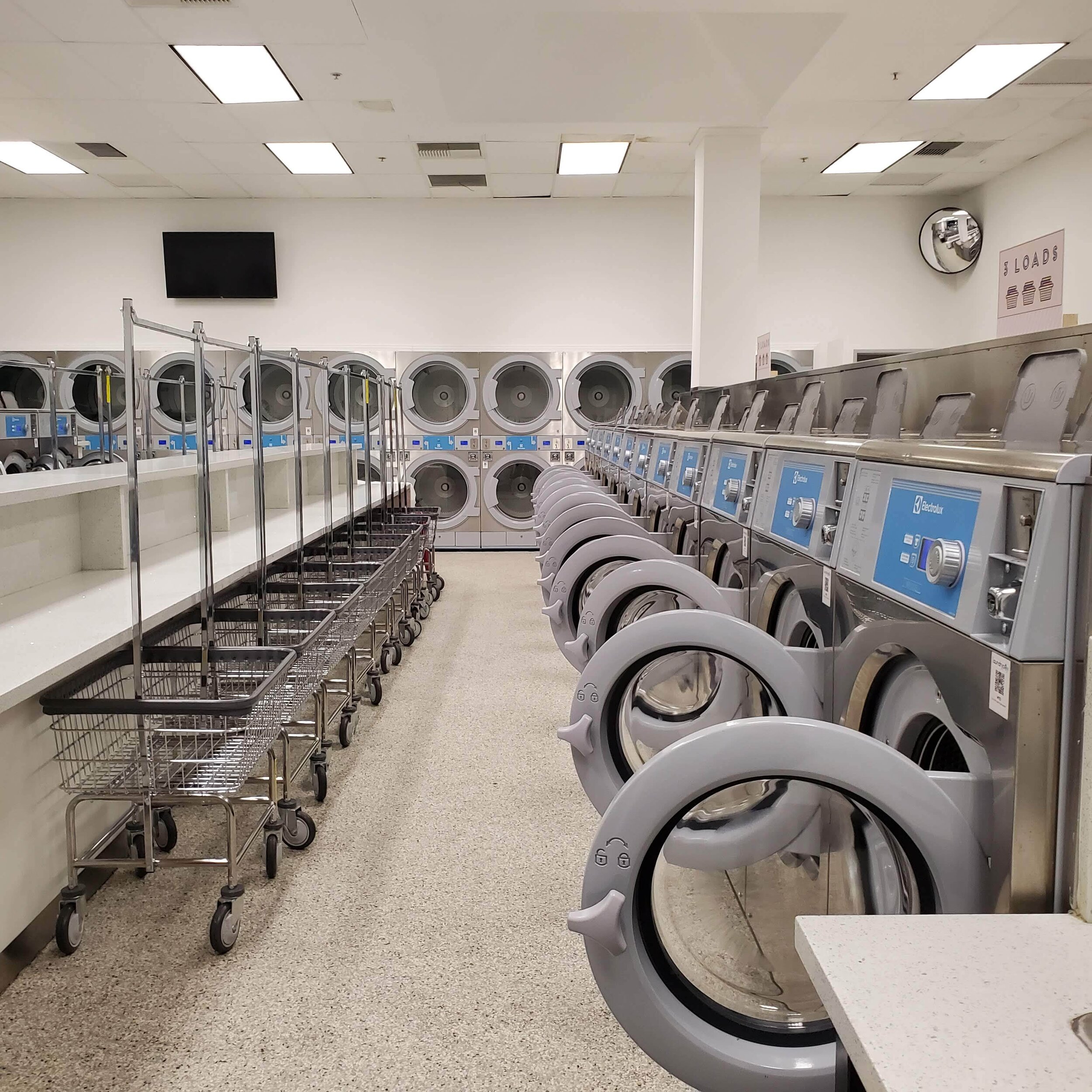 washers, carts, and folding tables