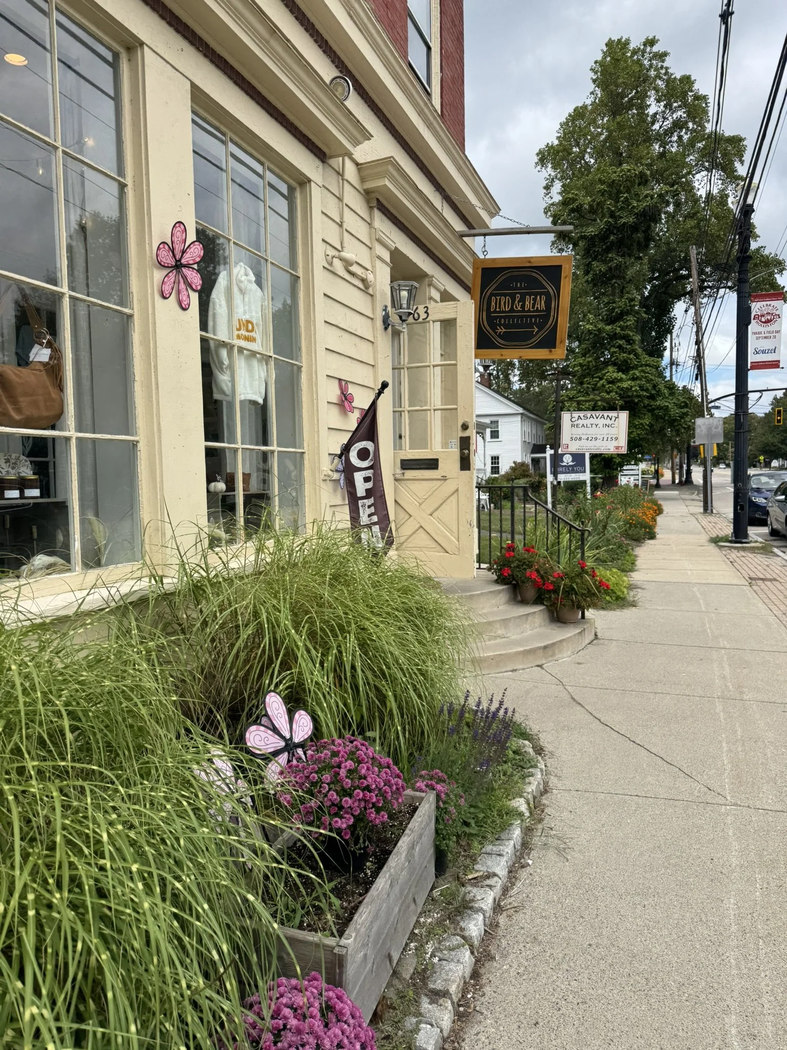 Photo of local retail shop window displaying an open sign.