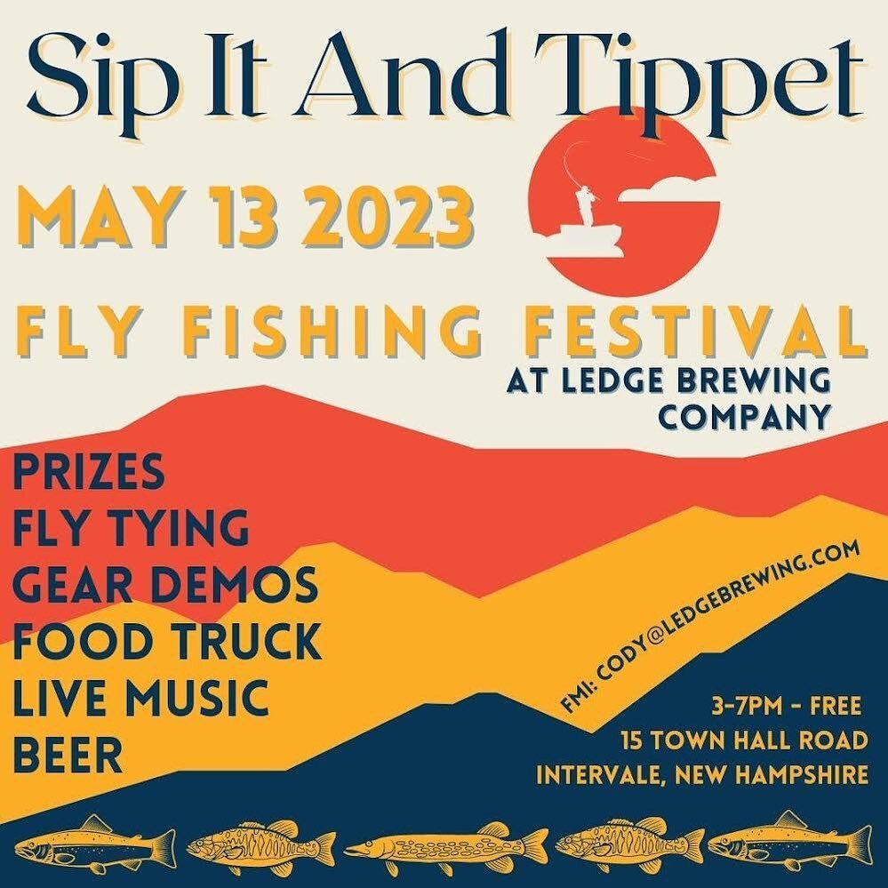 We&rsquo;ll be at @ledgebrew this Saturday for Sip It And Tippet! Come say hi between 3pm-7pm &mdash; grab a beverage, and hang out with lots of fishy people in the mountains of NH ⛰️
.
.
.
Tight lines and full hearts! See you there (and hopefully no