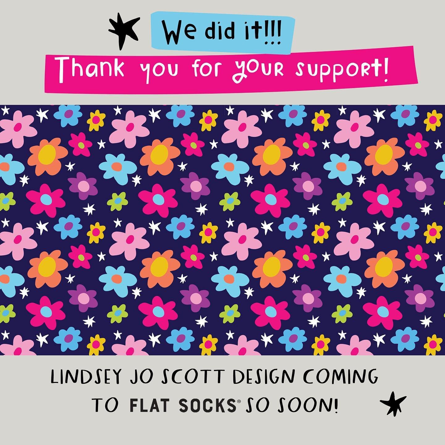 We did it friends!! ✷ My design won the challenge and will be available as FLAT SOCKS @flat_socks so soon! ✌🏻

I owe a great big THANK YOU to so many of you for your votes and support! I entered this little design contest for fun, and had no idea I 