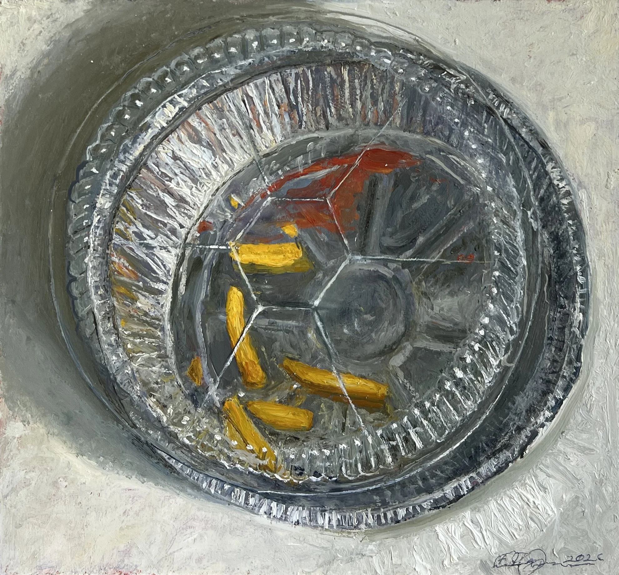 Left Fries, 2026, oil on panel, 10 x 11 in.