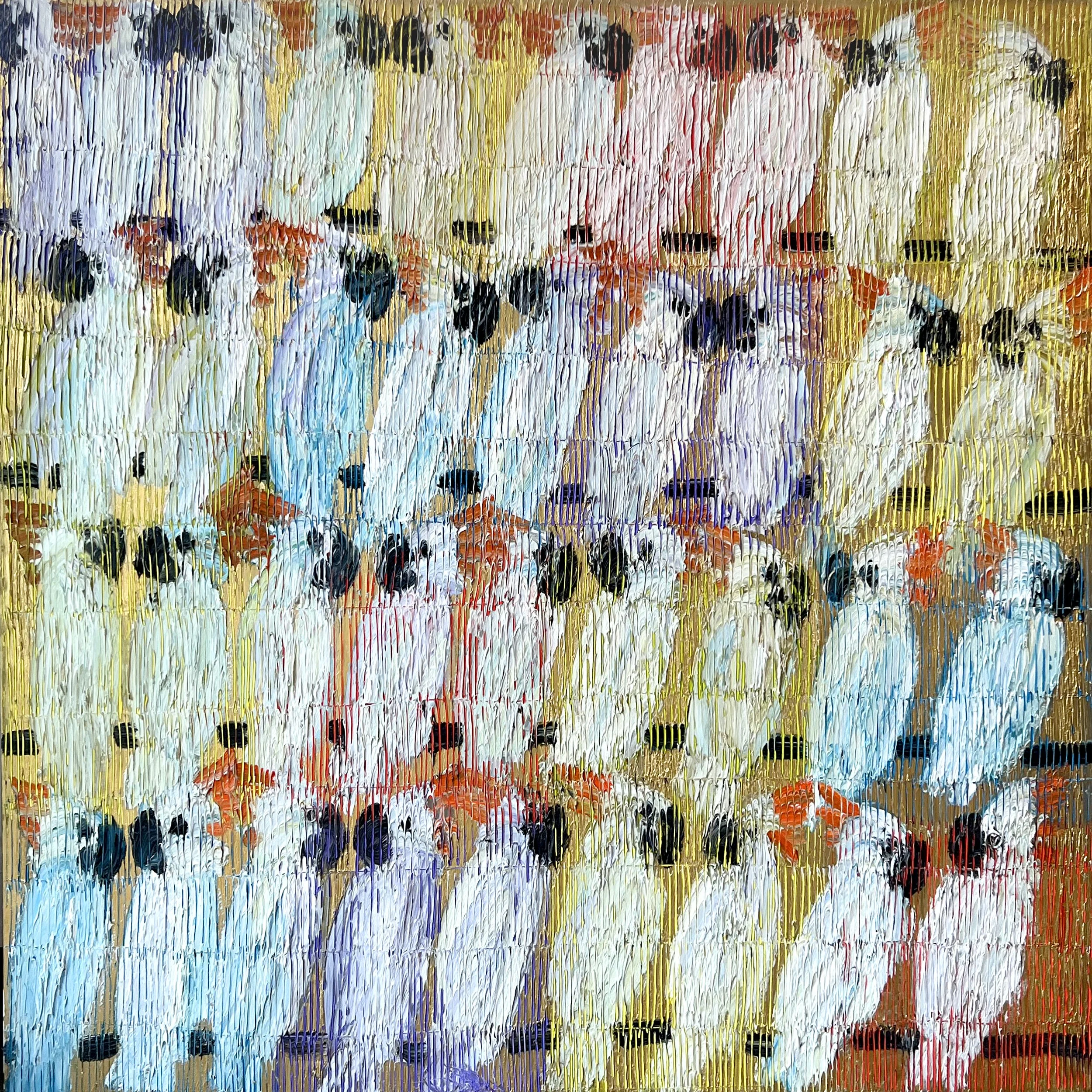 Moluccan Cockatoos, 2022 oil on canvas, 48 x 48 in.