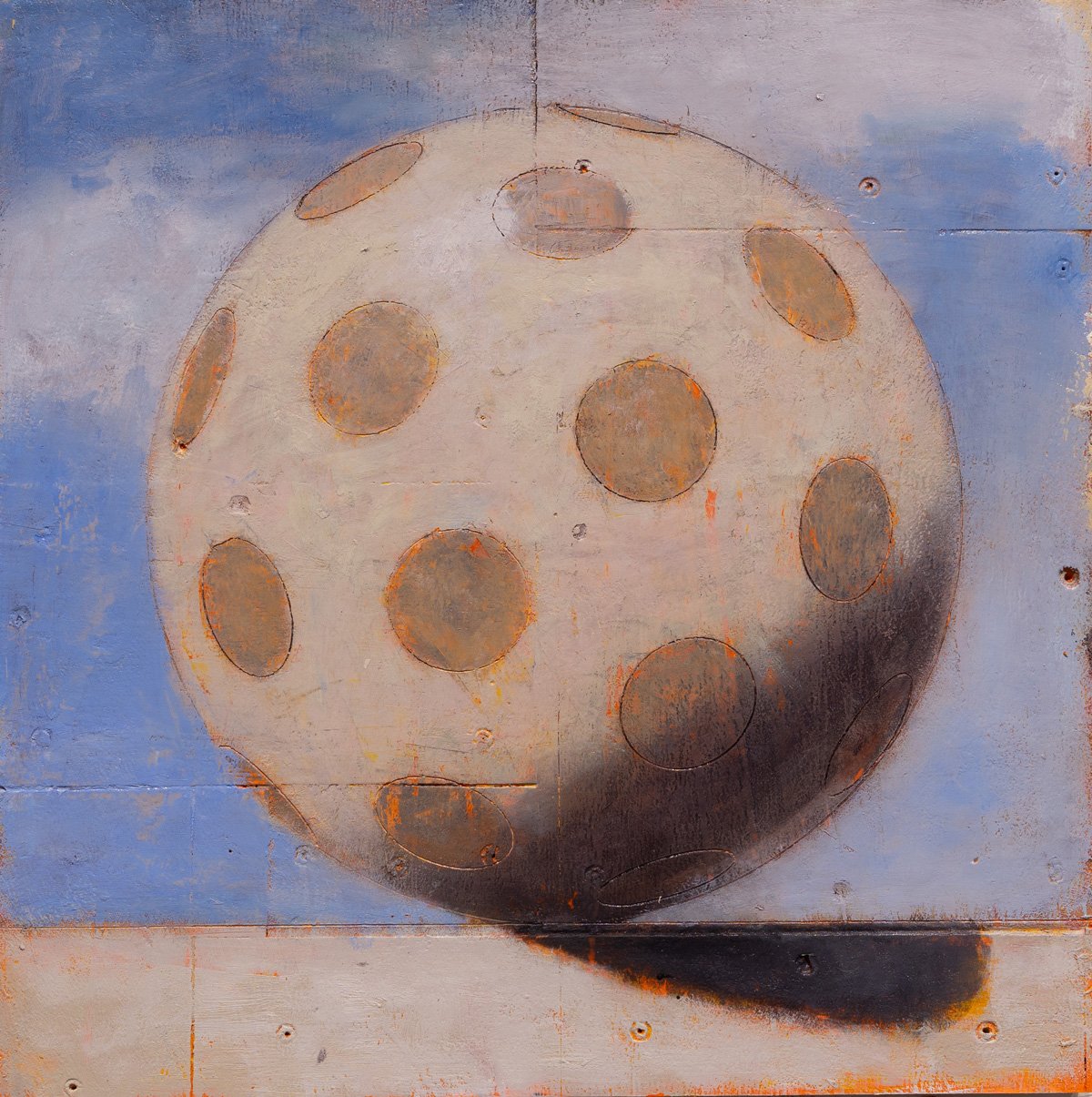 Lights Out, 2025, oil on wood, 15 x 15 in.