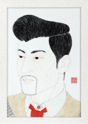 Portrait Study X, 2021-22, overglazed five colors on ceramic painting, 12.25 x 8 in.