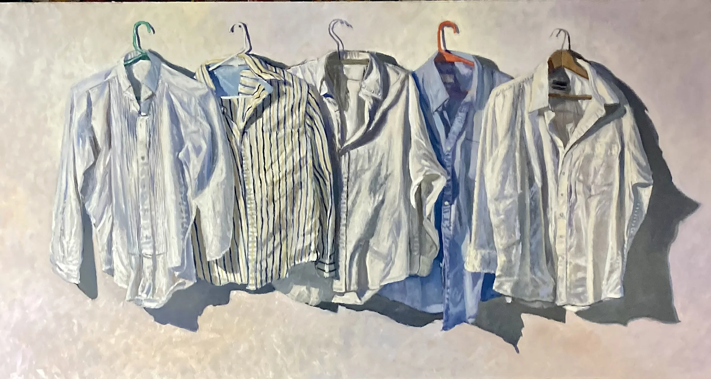 5 @ 6:41 p.m., 2023, oil on panel, 17.75 x 34 in.