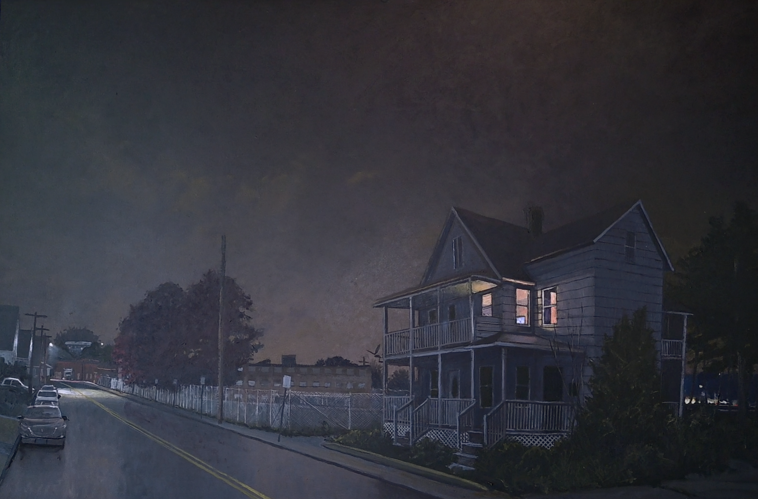 End of America Way, 2026, oil on panel, 25 x 38 in.
