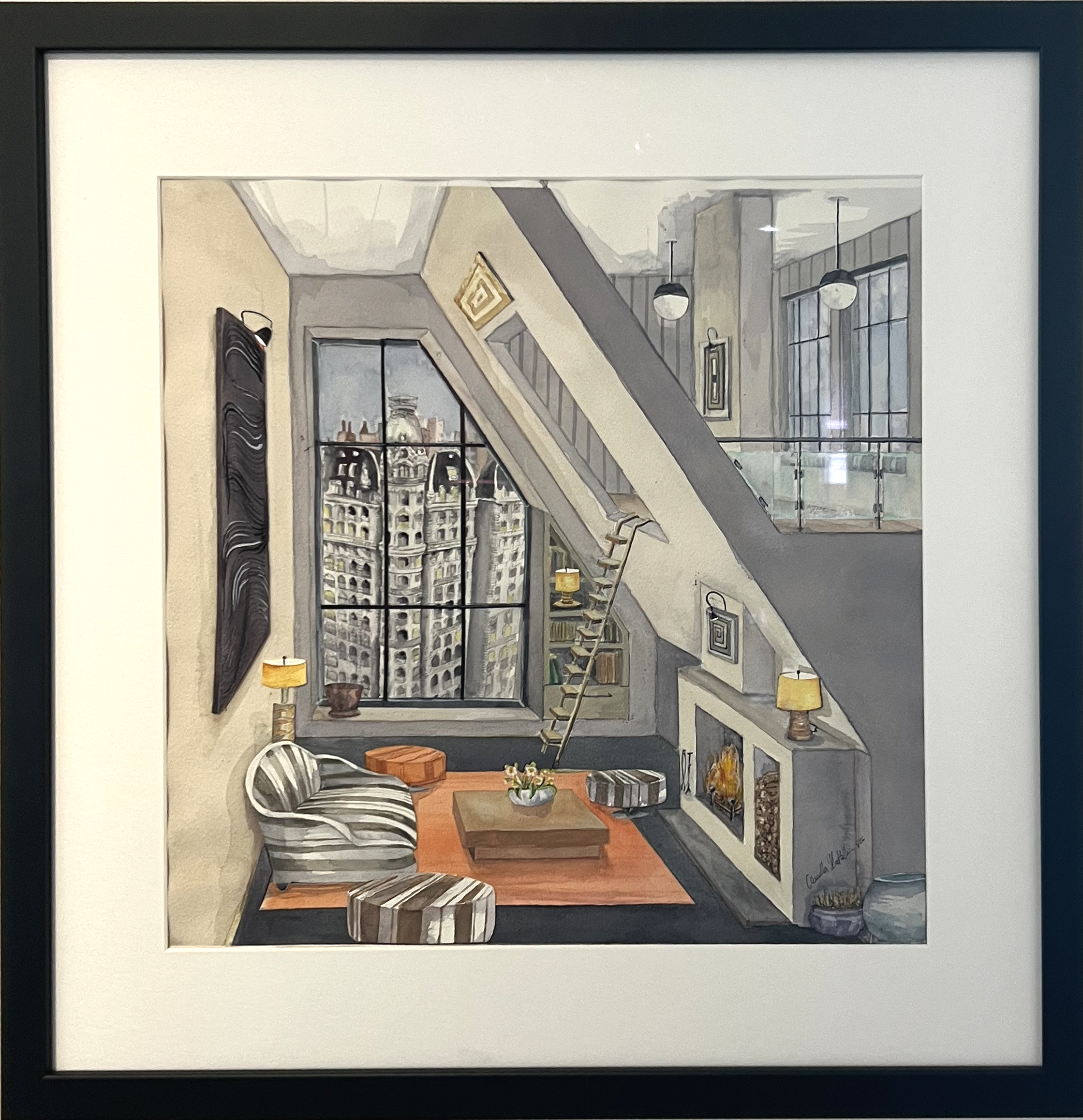 The Ansonia, 2026, watercolor & collage on paper, 17 x 18 in.