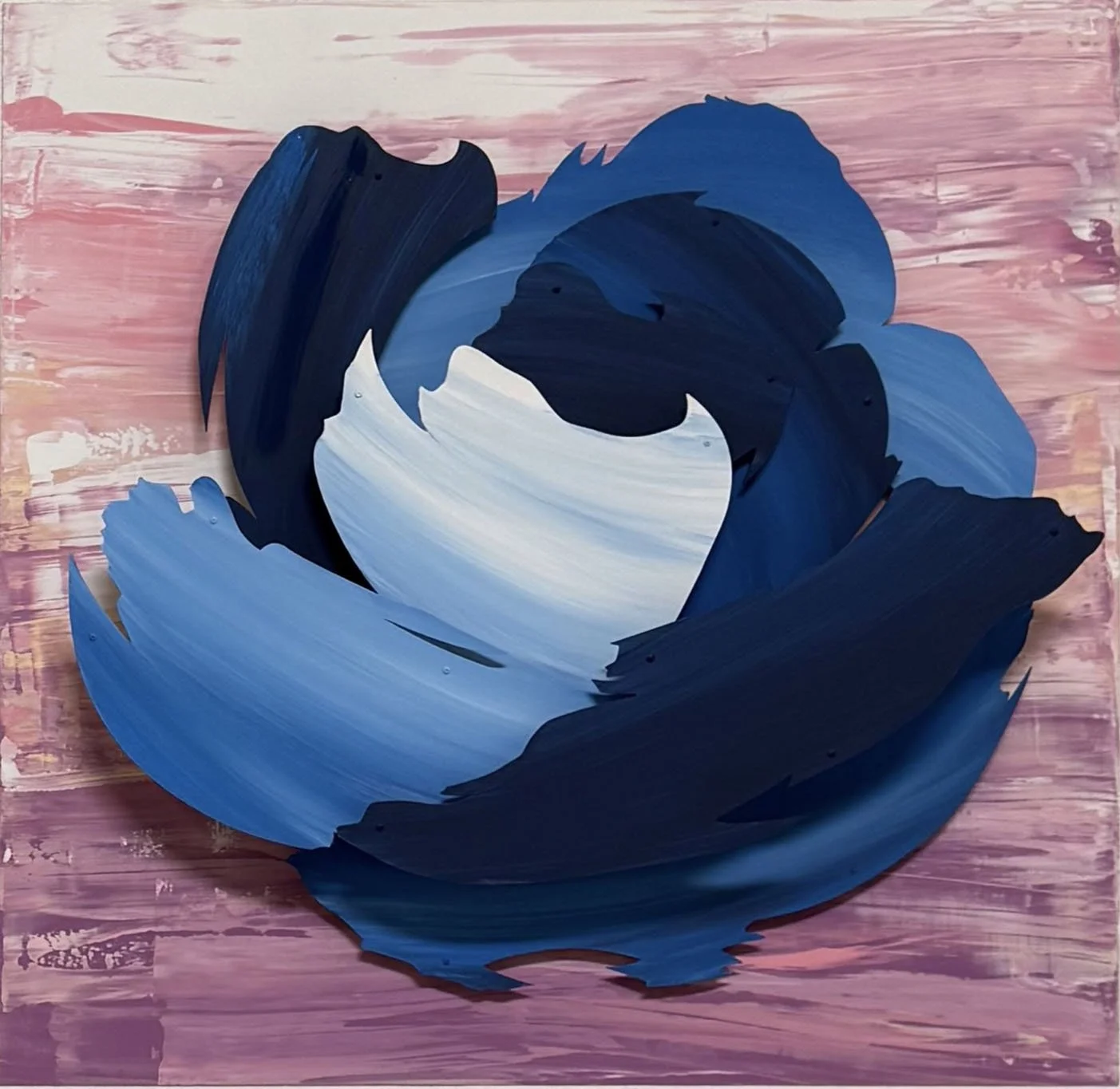 Blue Frosted, hand painted aluminum, 48 x 48 x 8 in.