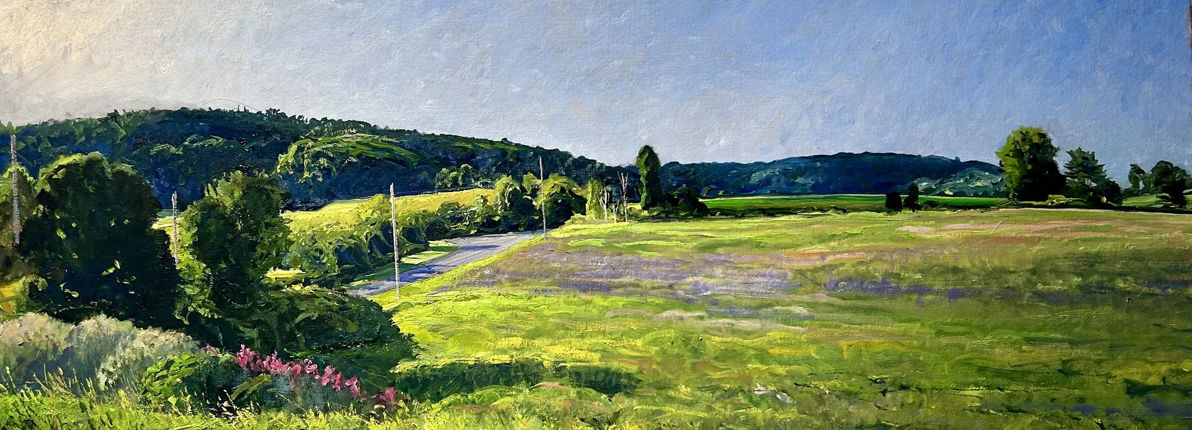 SOLD Yonderview, 2025, oil on paper, 12 x 30"