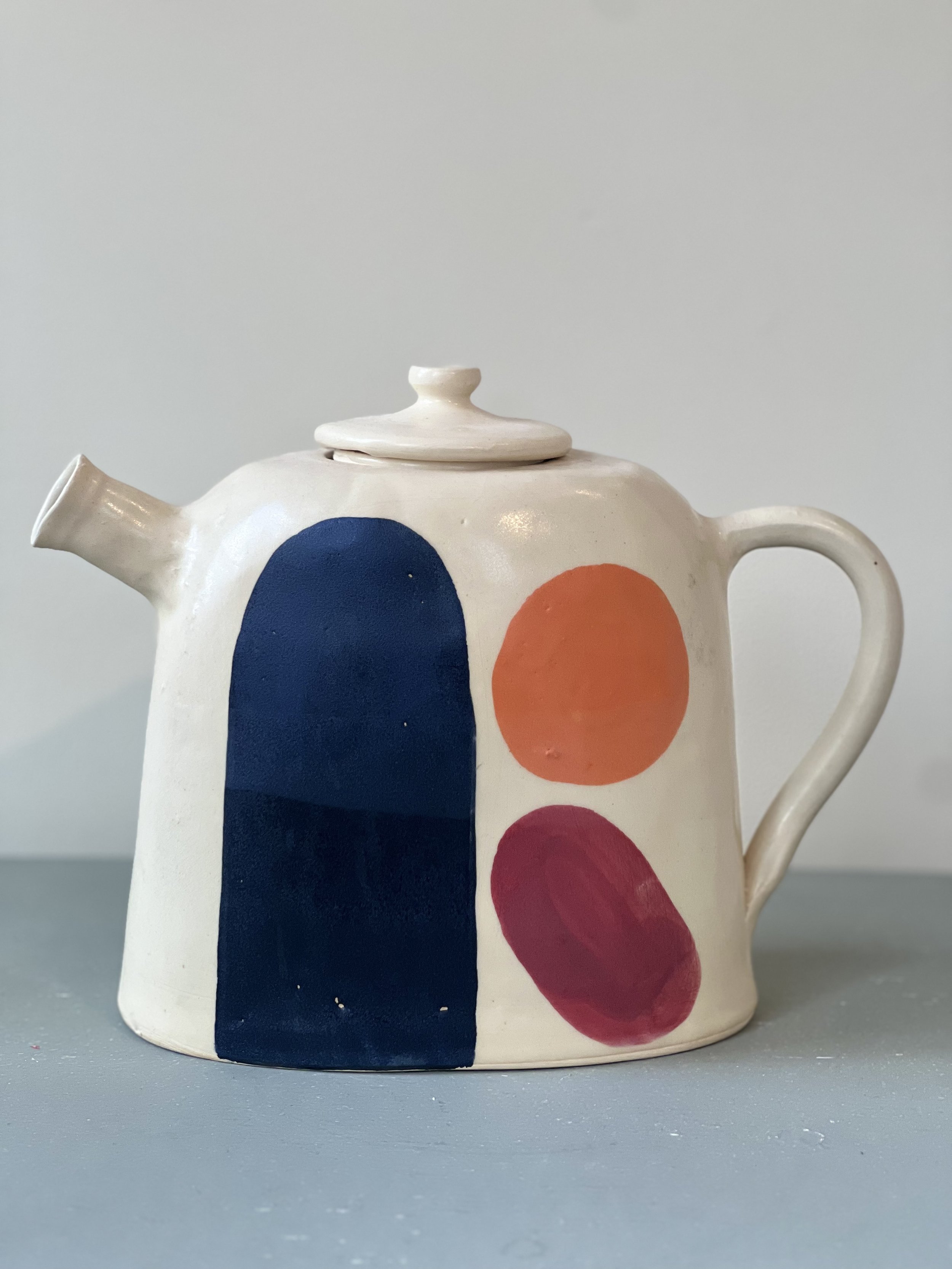 Untitled, teapot, stoneware, satin clear underglaze, 8.5 x 11 x 5 in.