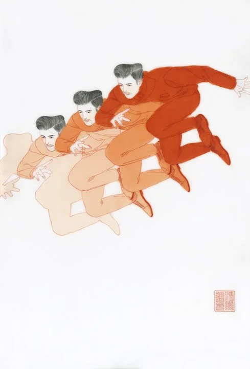 Red and Green Contrast Color #02, 2025, overglaze five colors on ceramic painting, 12.25 x 8 in.