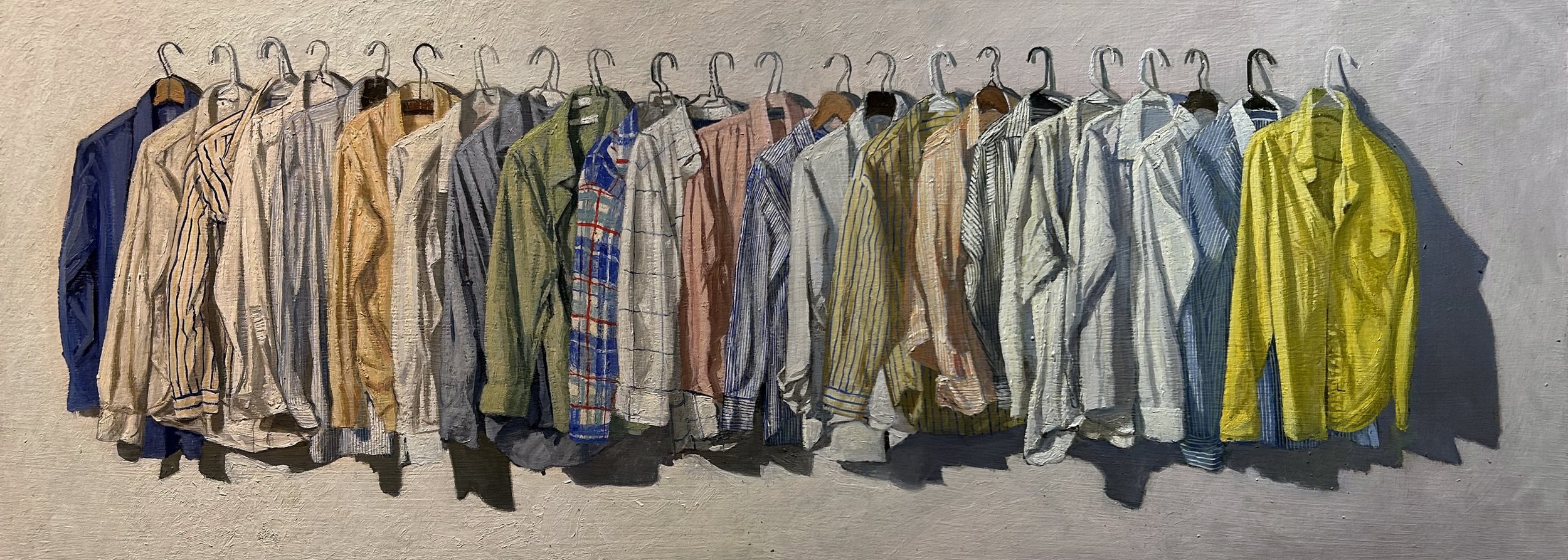 All of Them, 2025, oil on masonite, 12.5 x 34.25 in.