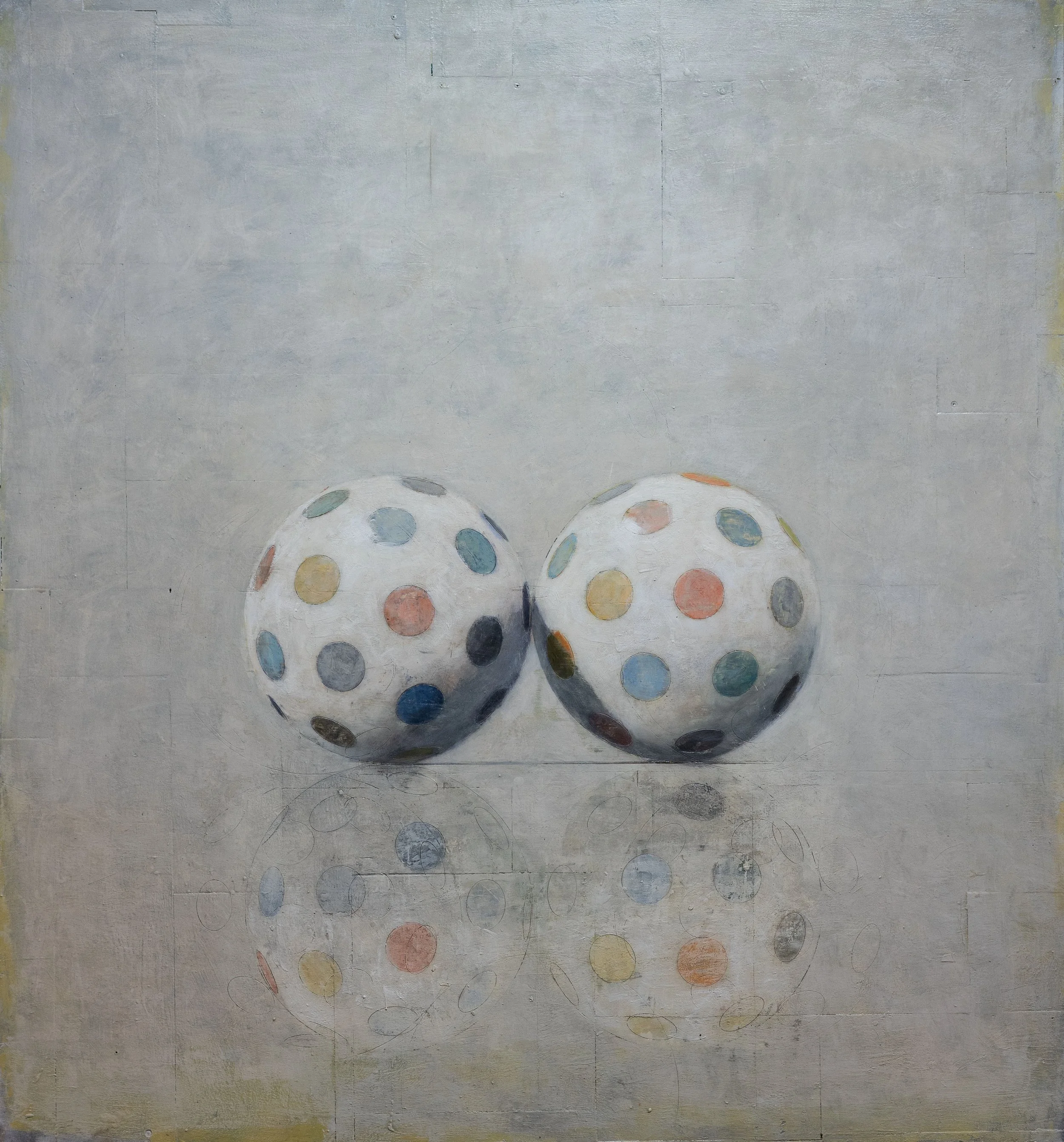 Two for the Road, 2026, oil on wood, 59 x 54 in.
