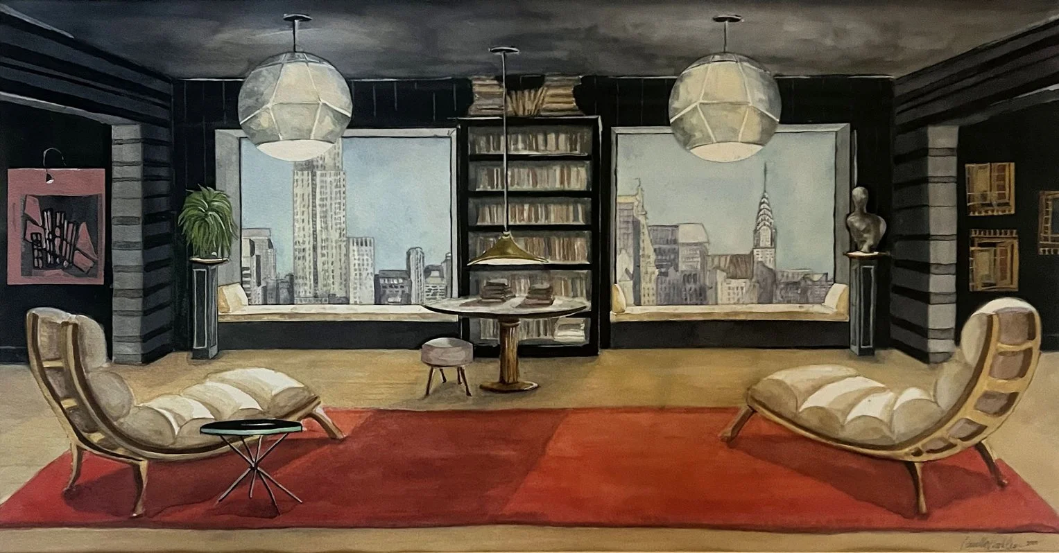 SOLD The Chrysler, 2025, watercolor on paper, 12.5 x 23.5 in.