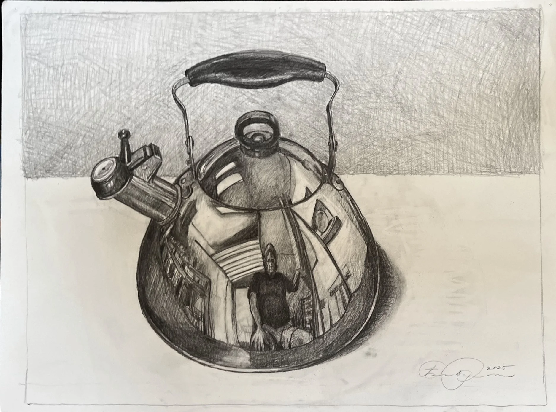 Crotch Shot, 2025, pencil on paper, 22 x 30"