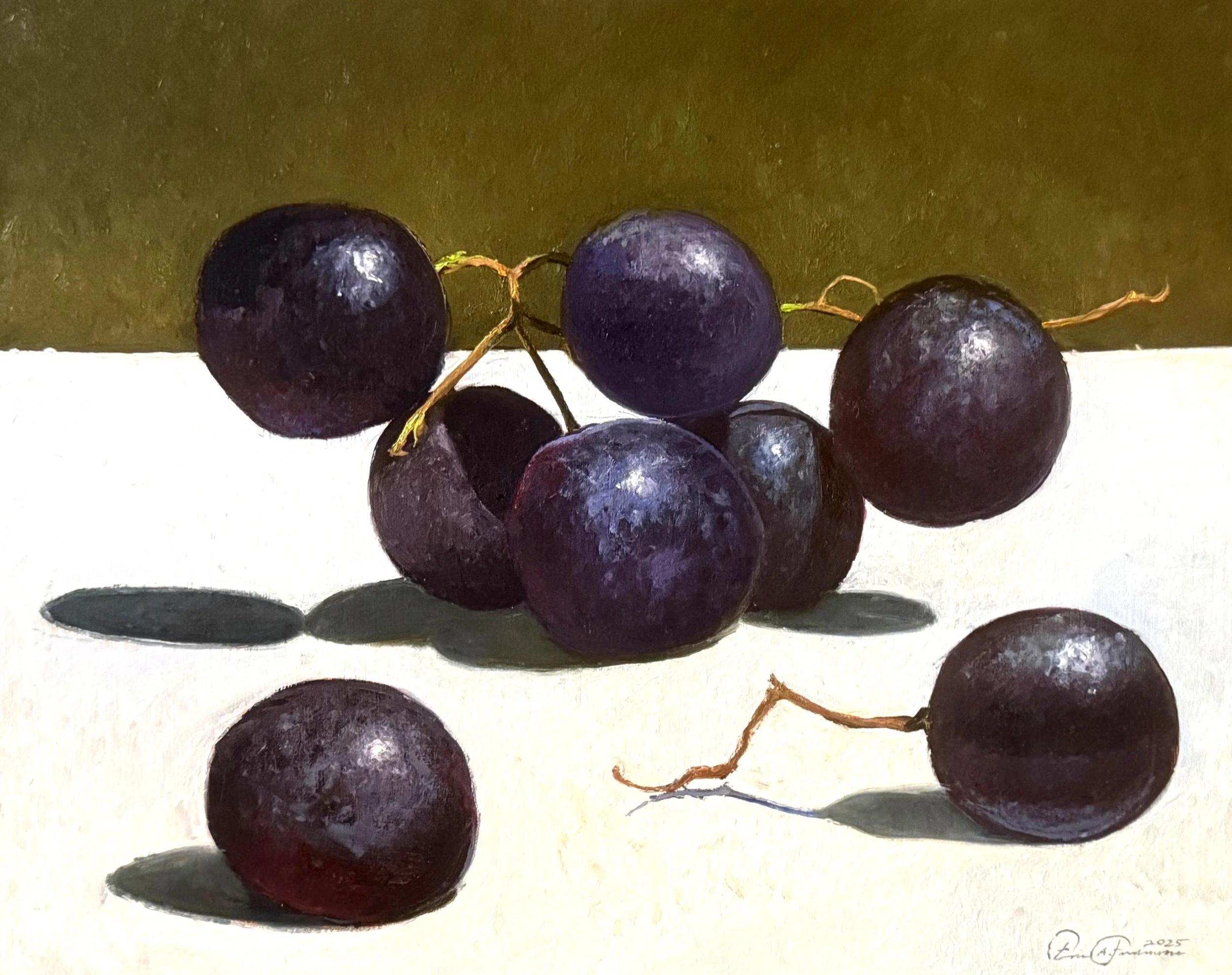 Gargantugrape, 2025, oil on board, 16 x 20"