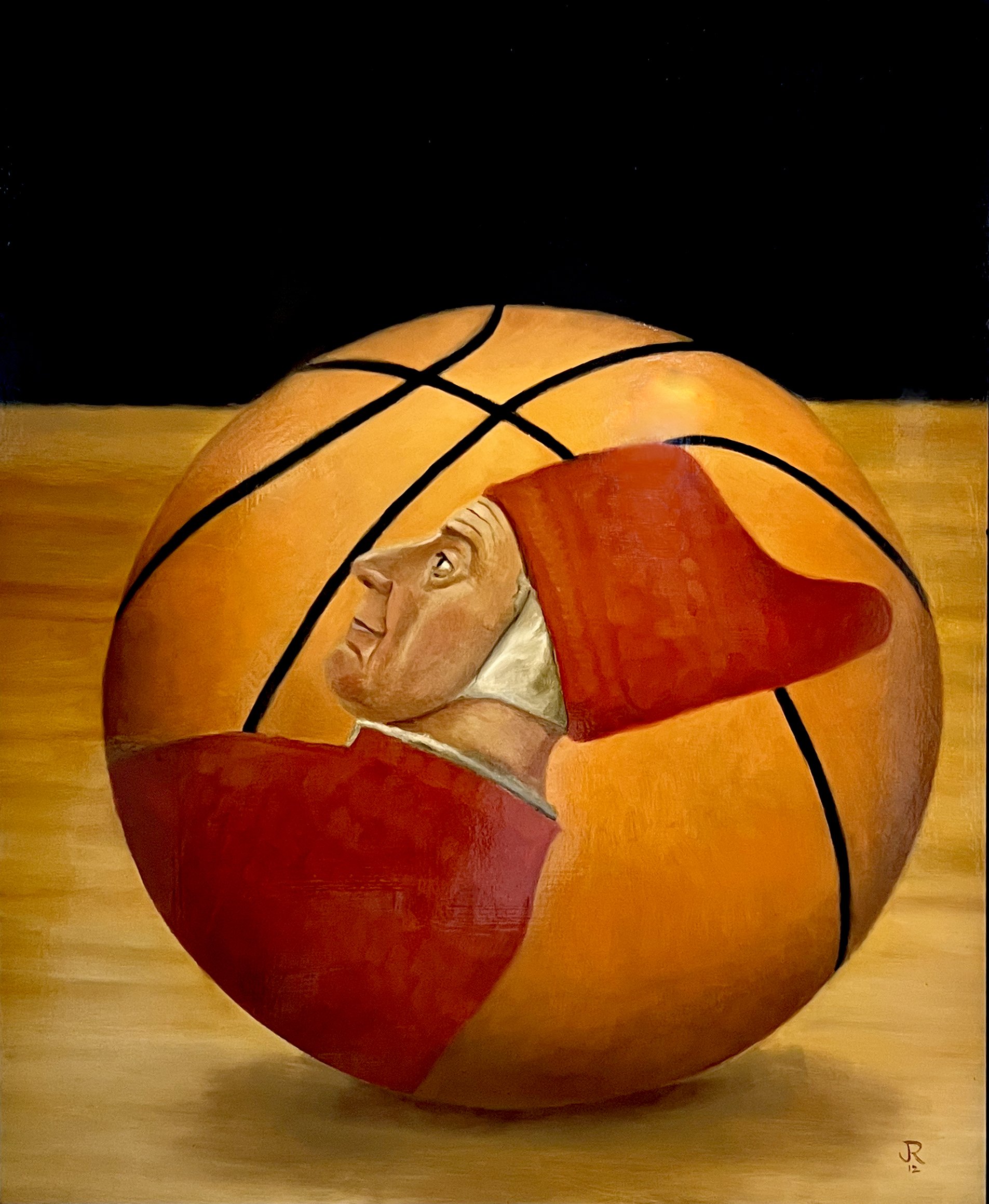 Doge-Ball, 2012, oil on wood, 30 x 24 in.